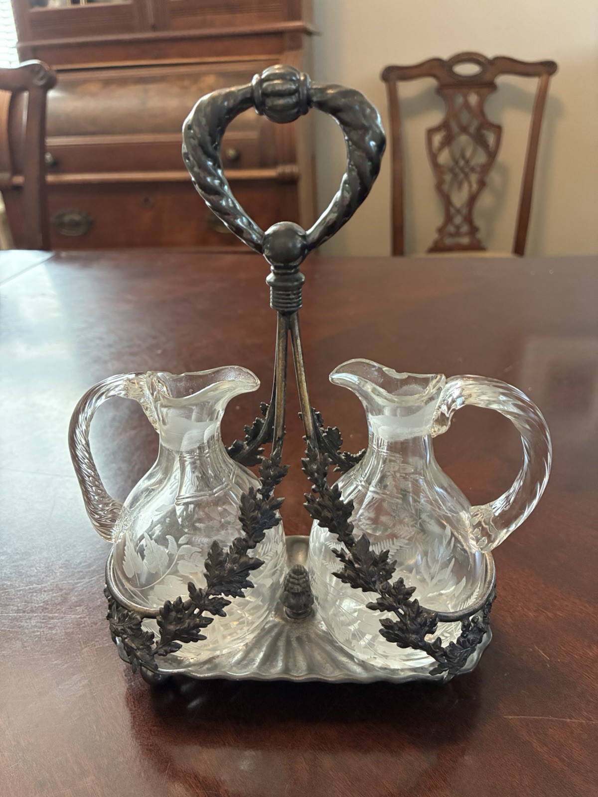 Antique Victorian SIMPSON & Co. Quadruple Plate Oil and Vinegar Cruet Holder