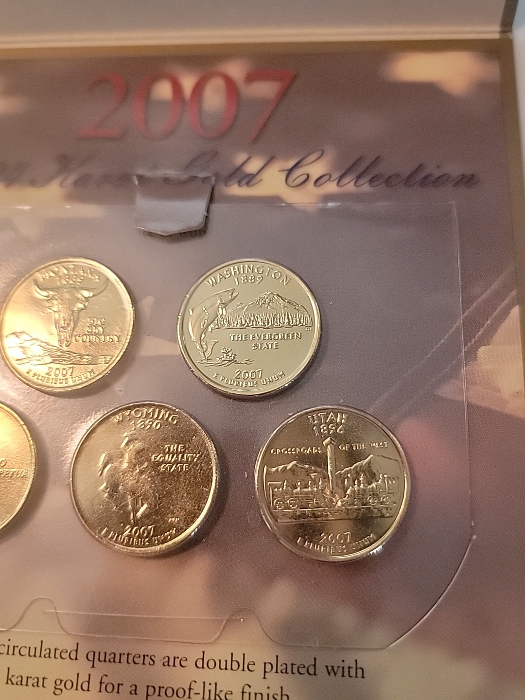 2007 24 KARAT GOLD COLLECTION UNCIRCULATED QUARTERS SET OF FIVE “RARE”