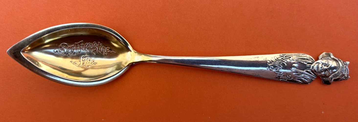SUNNY SOUTH BLACK MAN ST. AUGUSTINE FLORIDA STERLING SILVER SOUVENIR SPOON
