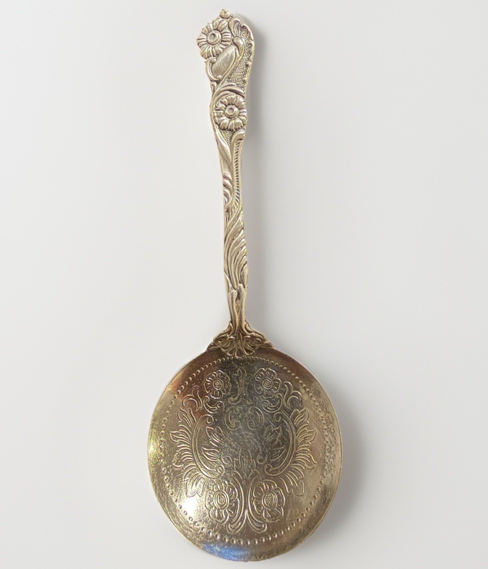 BON BON SERVING SPOON! Vintage NILS JOHAN silverplate: NIJ4 & UNF742 pattern EXC