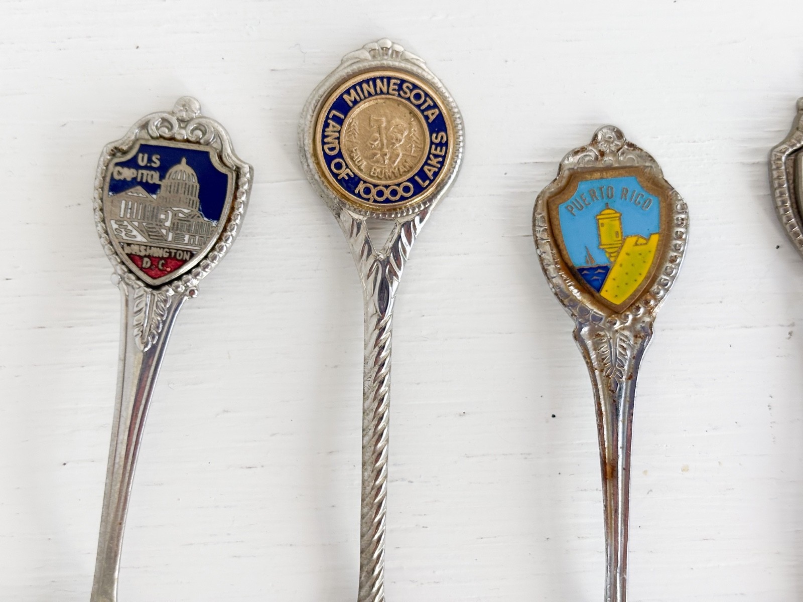 Fabulous Vintage 1970-80s Shield-Style Souvenir Spoons — Set of Lucky 13
