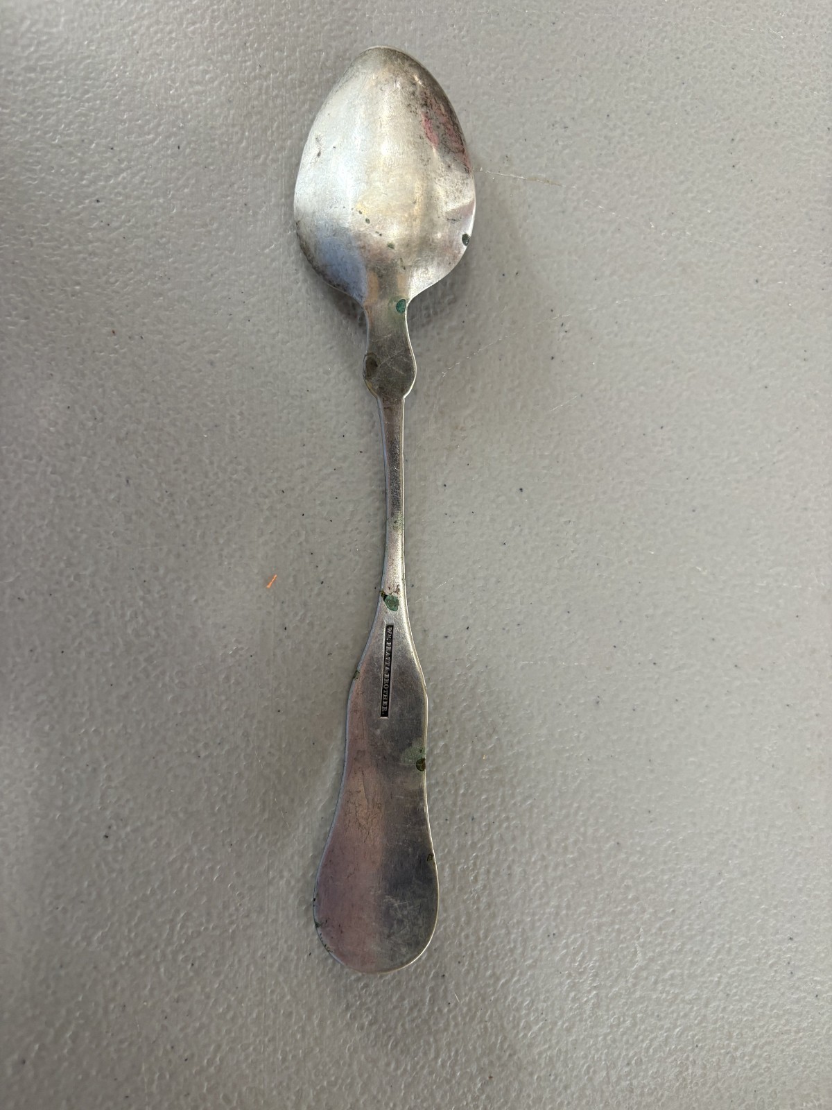 Antique American Coin Silver Teaspoon Wm. Pratt & Brother 1800s Fiddle Pattern