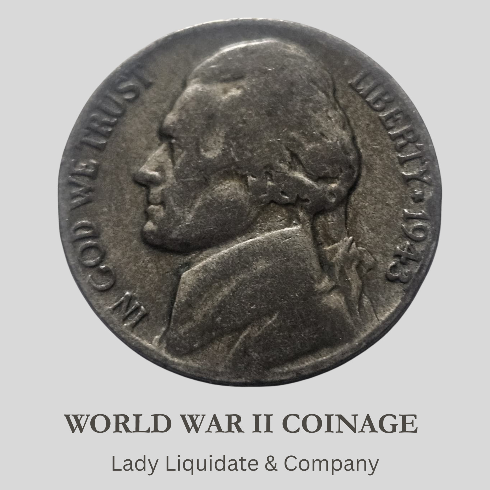 U.S. World War II 1943-P Jefferson Nickel – Large Wartime Mint Mark – 35% Silver