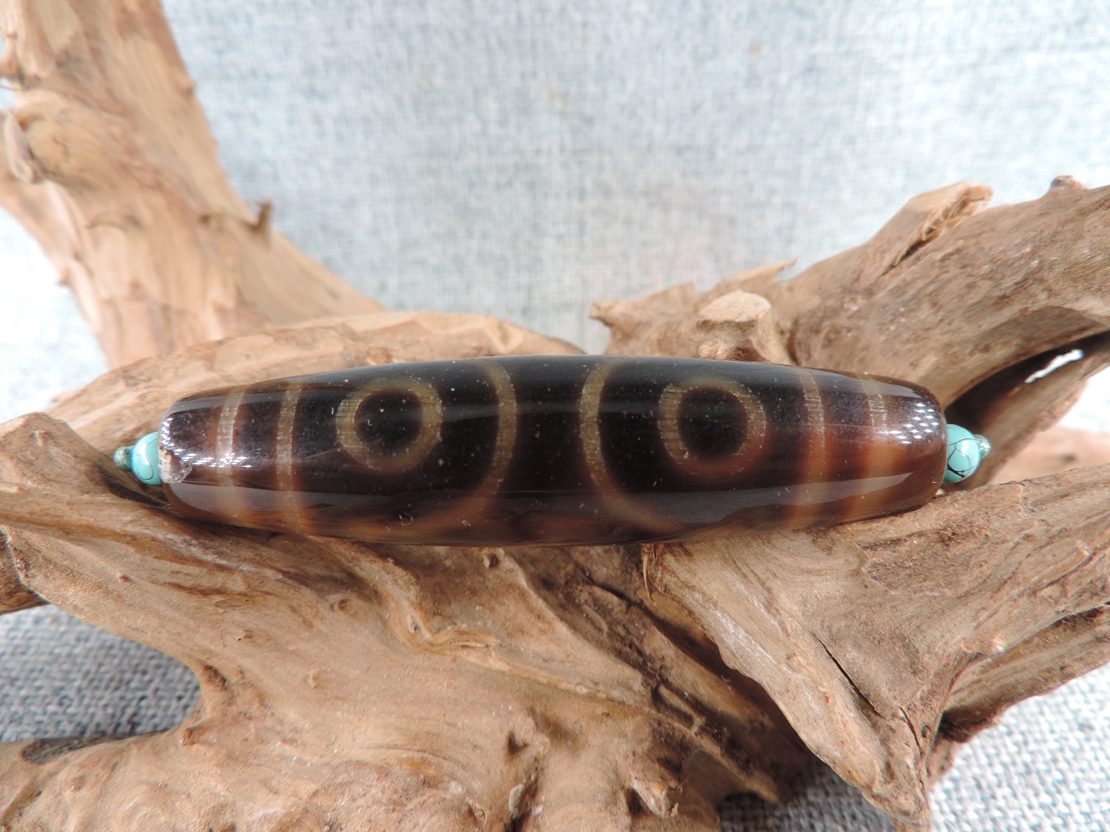 Unique Ancient Tibetan 3 Eyes Old Agate Dzi Bead Amulet Tibet Dzi Beads B1