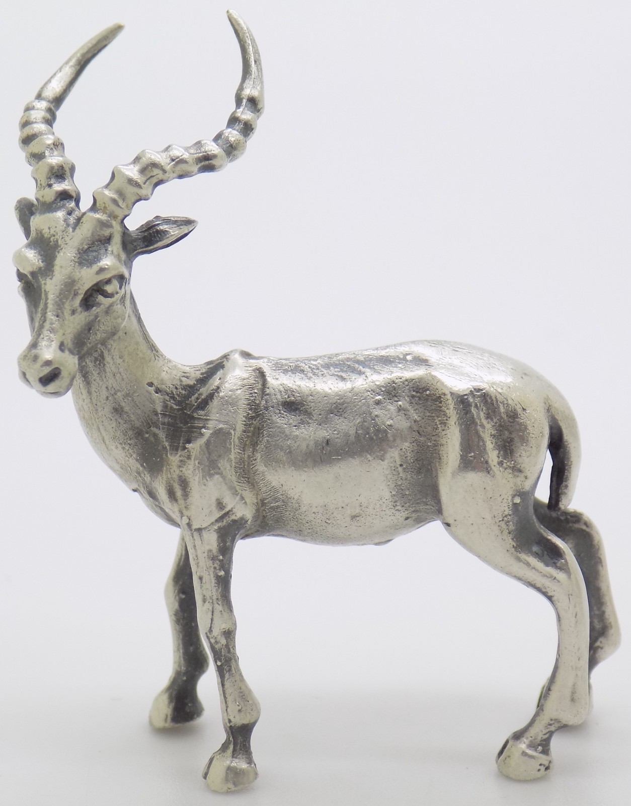 Vintage Italian Handmade Genuine Silver Ibex Animal Figurine Sculpture Miniature