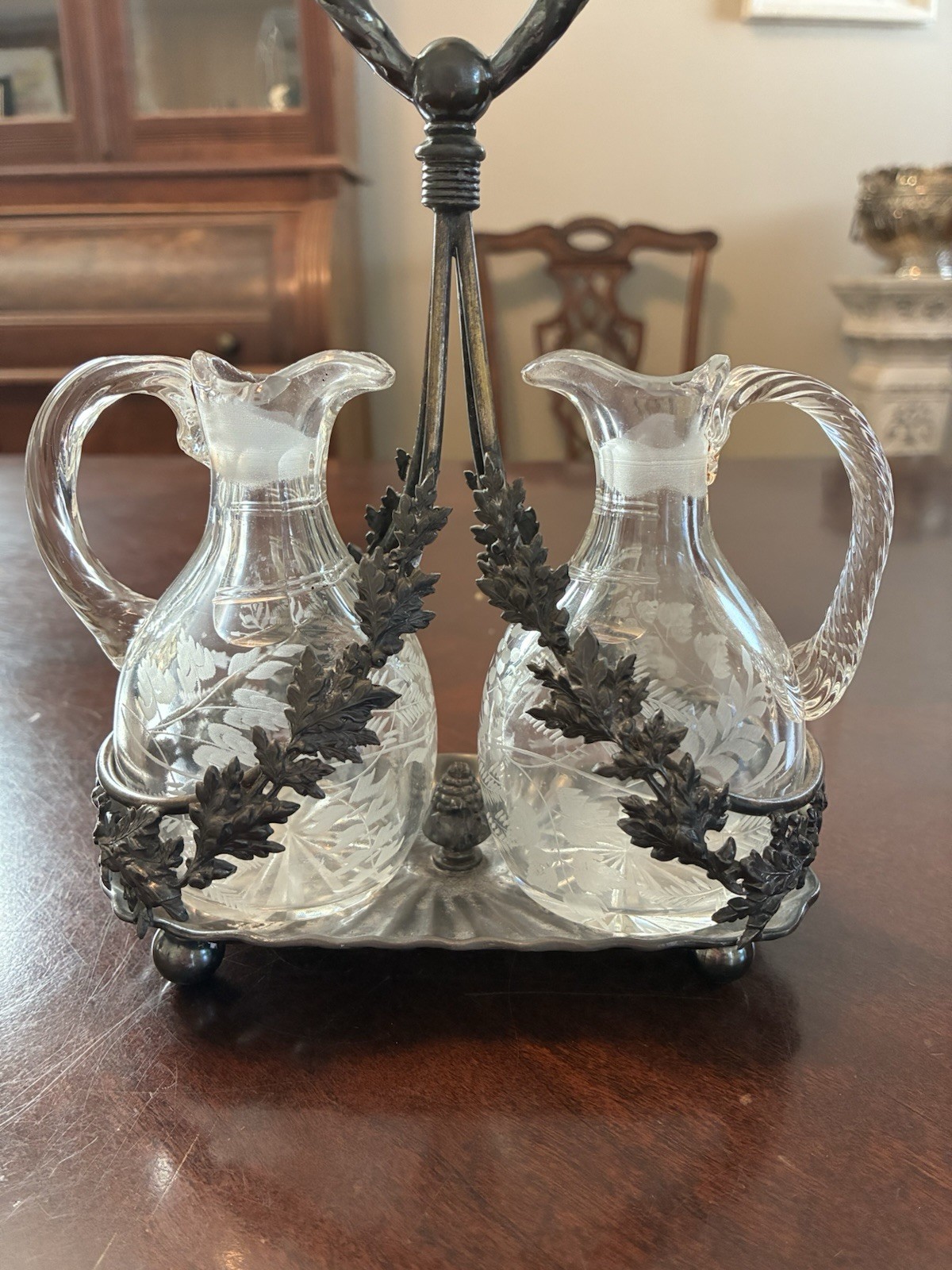 Antique Victorian SIMPSON & Co. Quadruple Plate Oil and Vinegar Cruet Holder