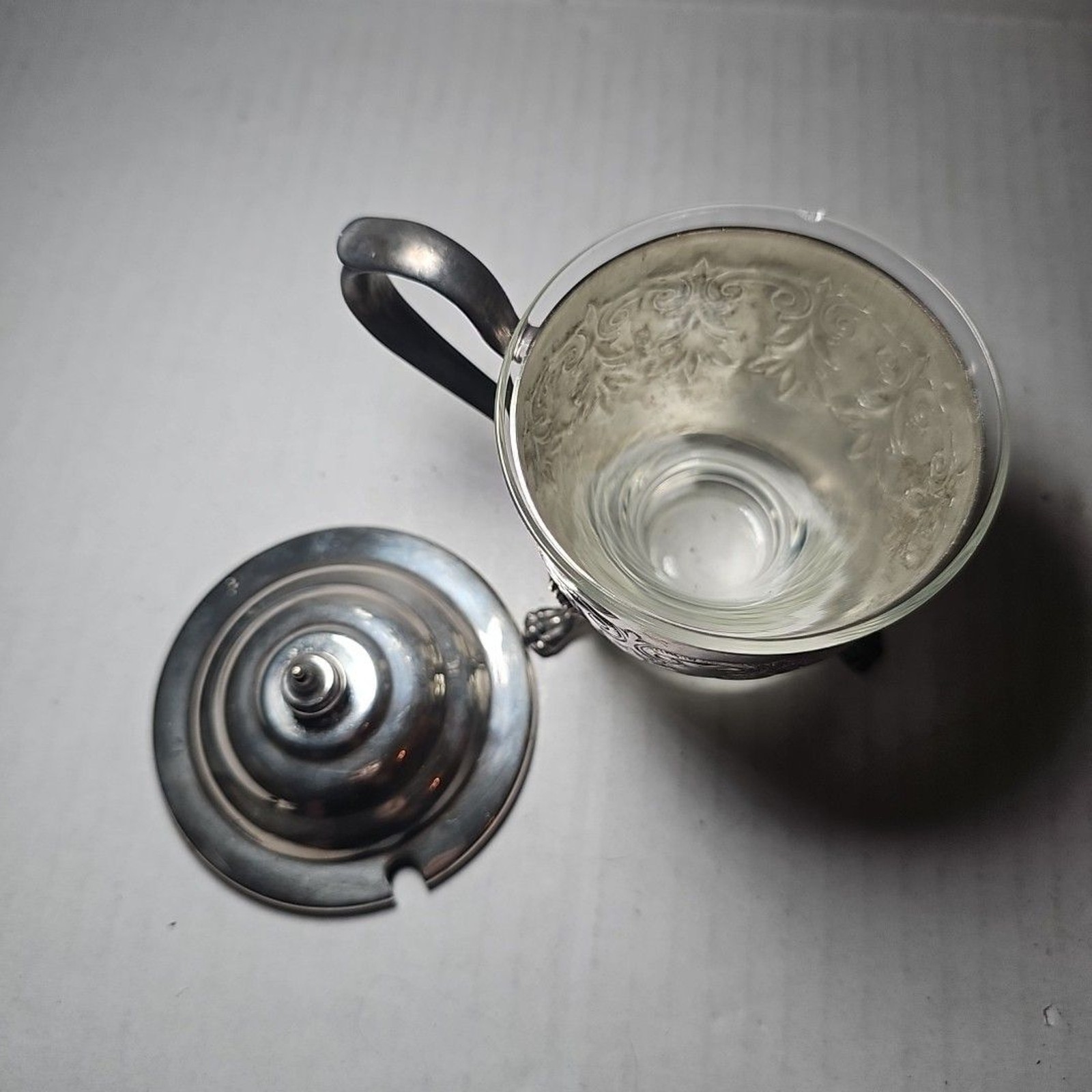 American Victorian Silverplated Jam Sugar Bowl Glass Insert Missing Spoon