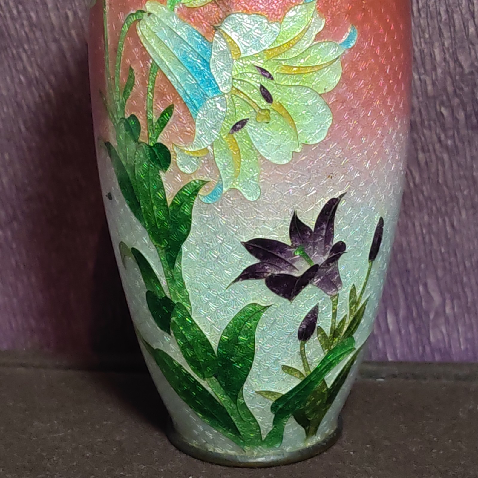 Antique Japanese Ginbari Floral Vase 12cm