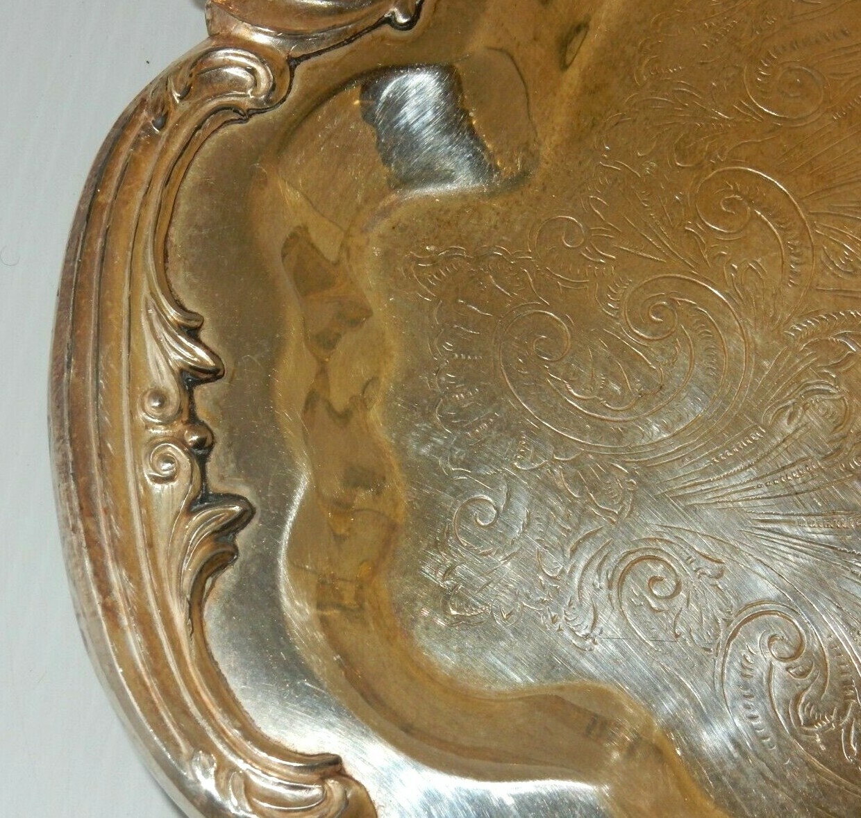ANTIQUE F.B. ROGERS SILVER CO. TRADEMARK 1883 SILVER-PLATED DUAL-HANDLE TRAY