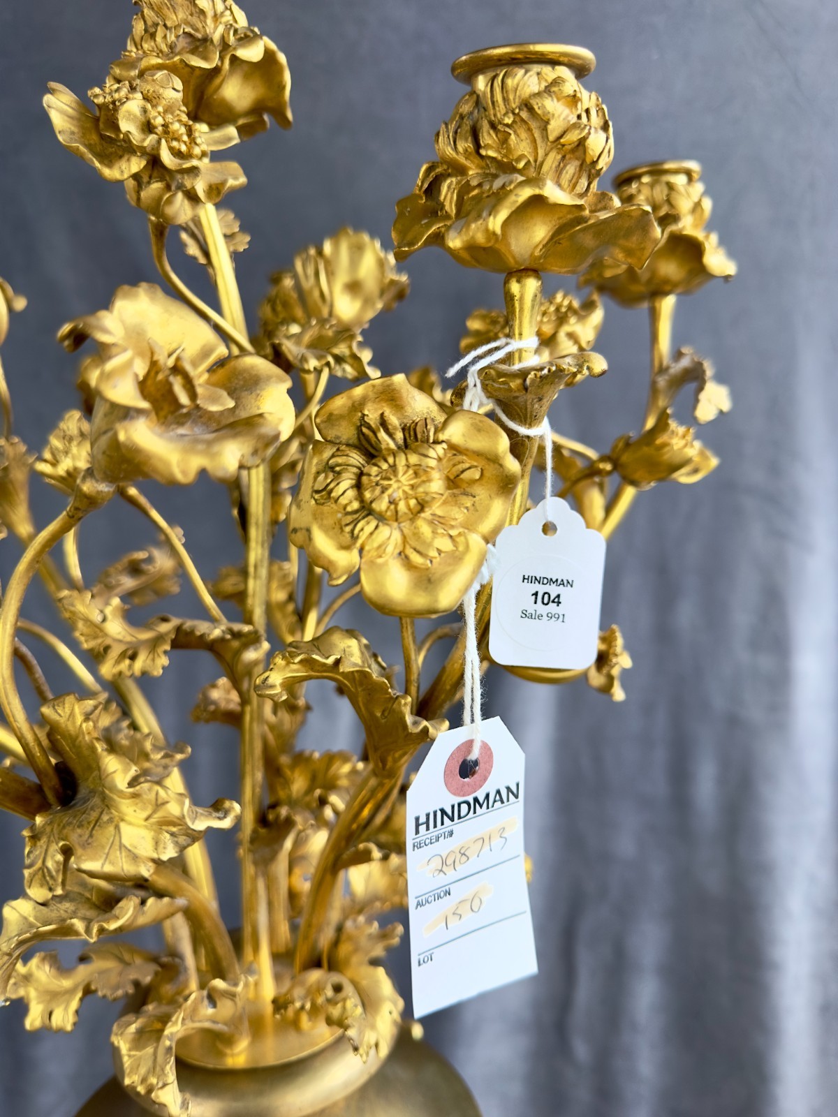 French Henry Dasson et Cie Gilt Bronze Seven-Light Poppy Candelabra 1885