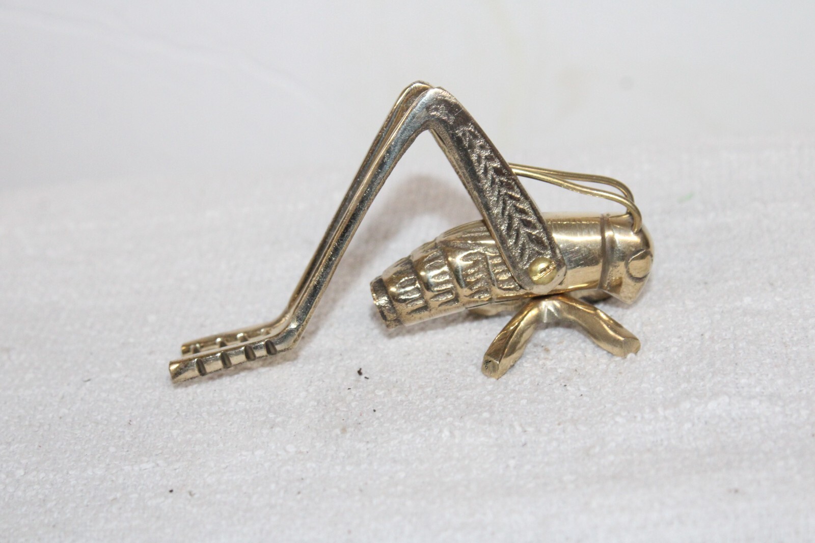 Antique Primitive Vintage Style Solid Brass Fireplace Hearth Cricket Grasshopper