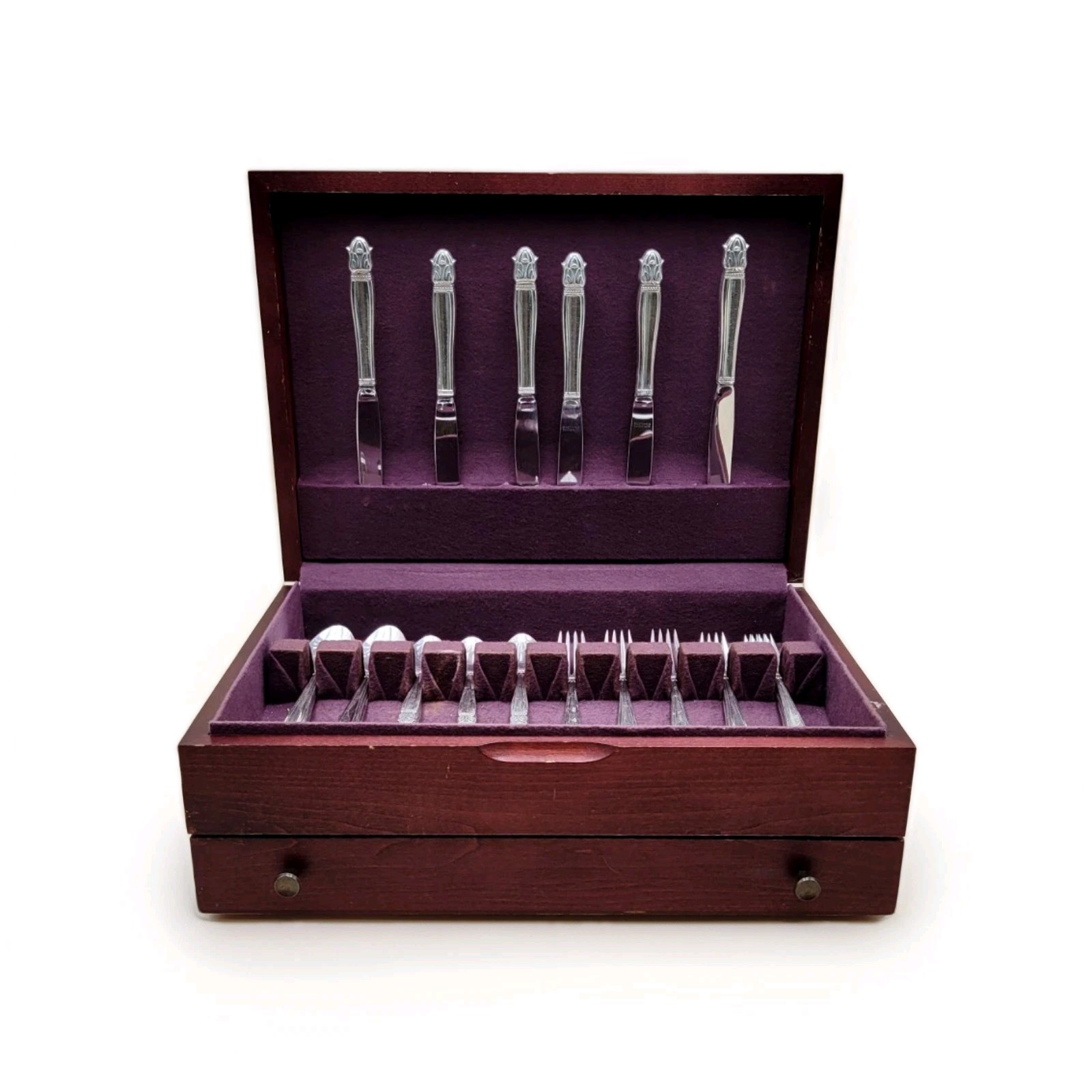 Service for 6 DANISH PRINCESS Silverplate Holmes & Edwards Flatware Set in Case