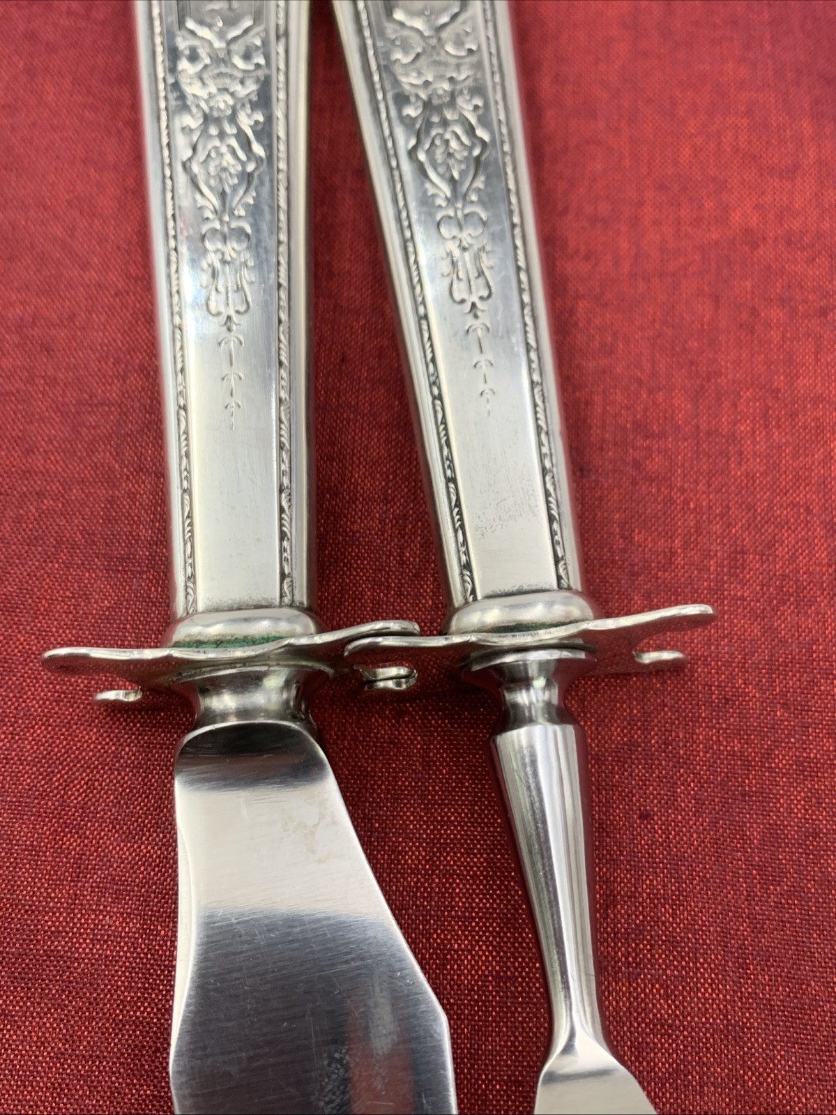 Mary II by Lunt Sterling Silver Handle Carving Knife & Fork MONO K