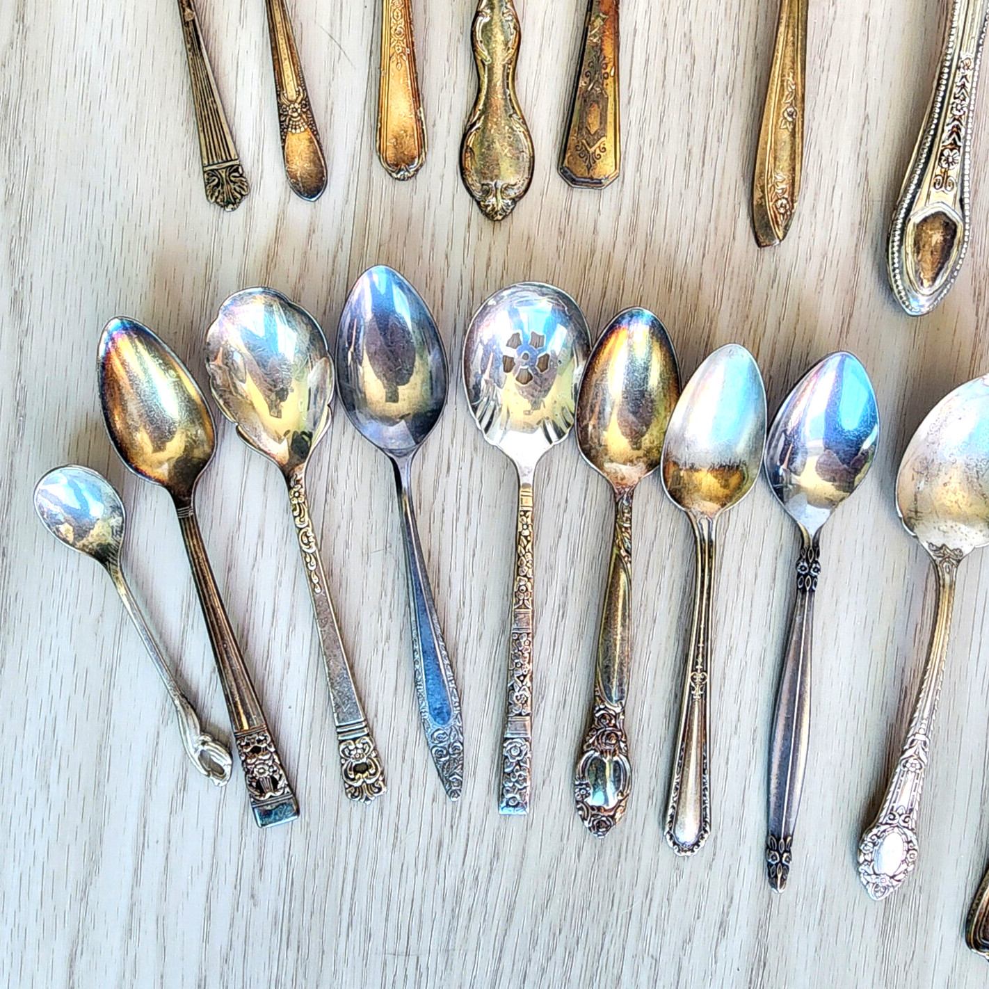 24 Pc Vtg Silverplate Stainless Silverware Craft Mixed Lot Spoons Forks Knives