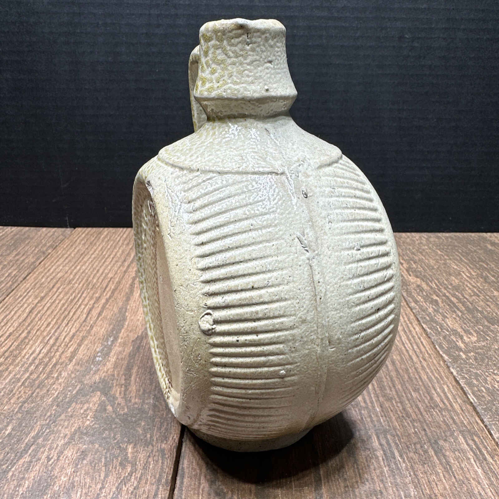 Antique Salt Glazed Stonewear Whiskey Canteen Jug Pat. Aug. 11, 1891 Primitive
