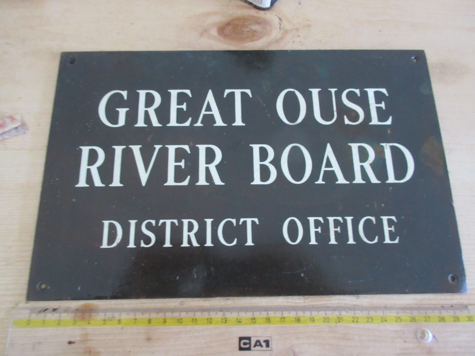 Vintage River Ouse Fishing Sailing Brass Sign c1950 – 30cm x 20cm