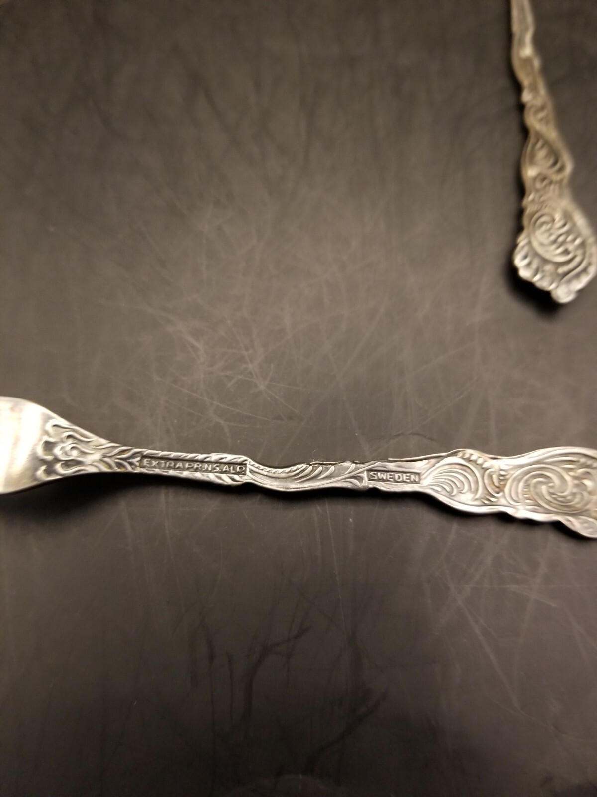 VTG Nils Johan Lemon fork and spoon from Sweden floral pattern