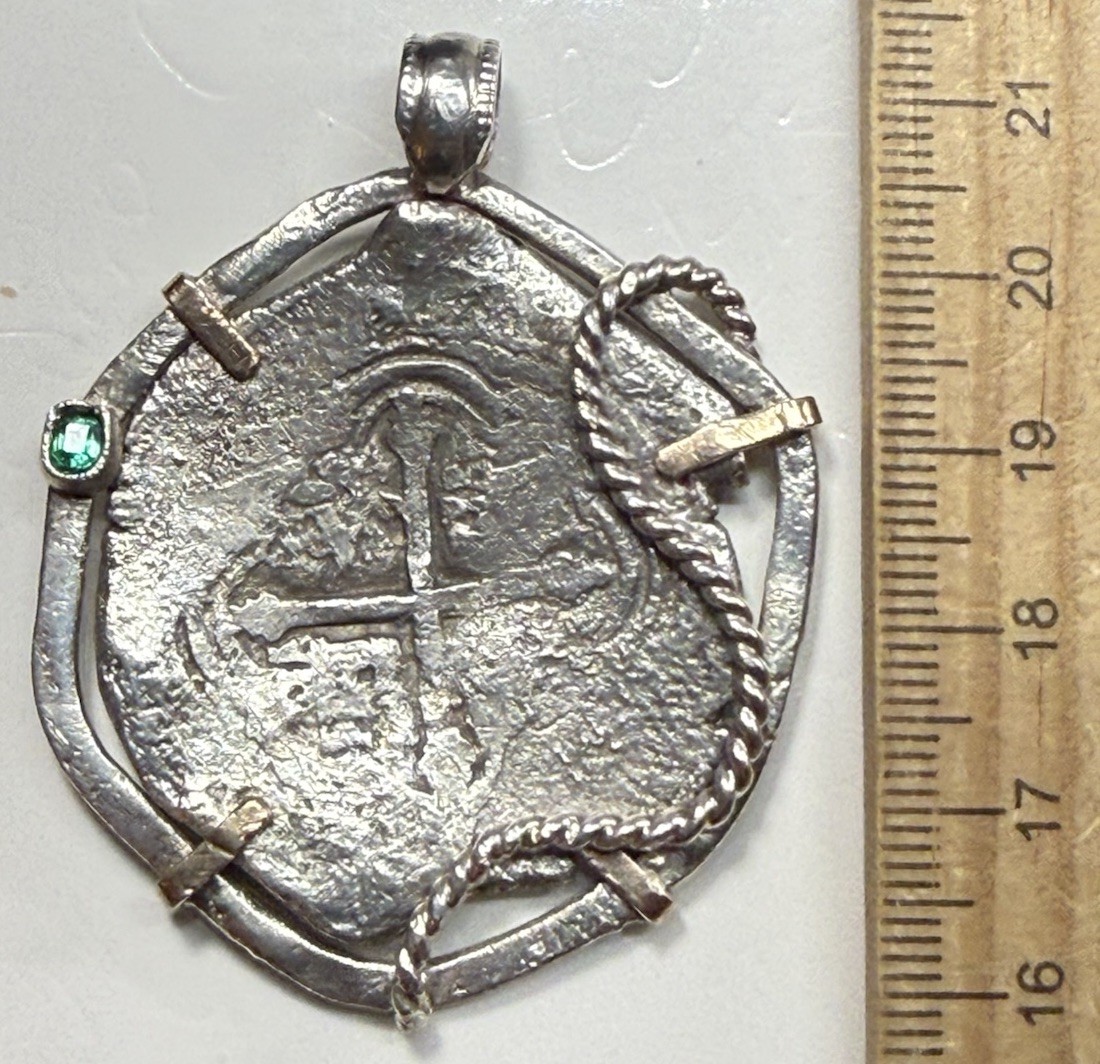Authentic Concepcion Shipwreck 8-Reales Spanish Silver Cob Coin in Bezel w/ COA