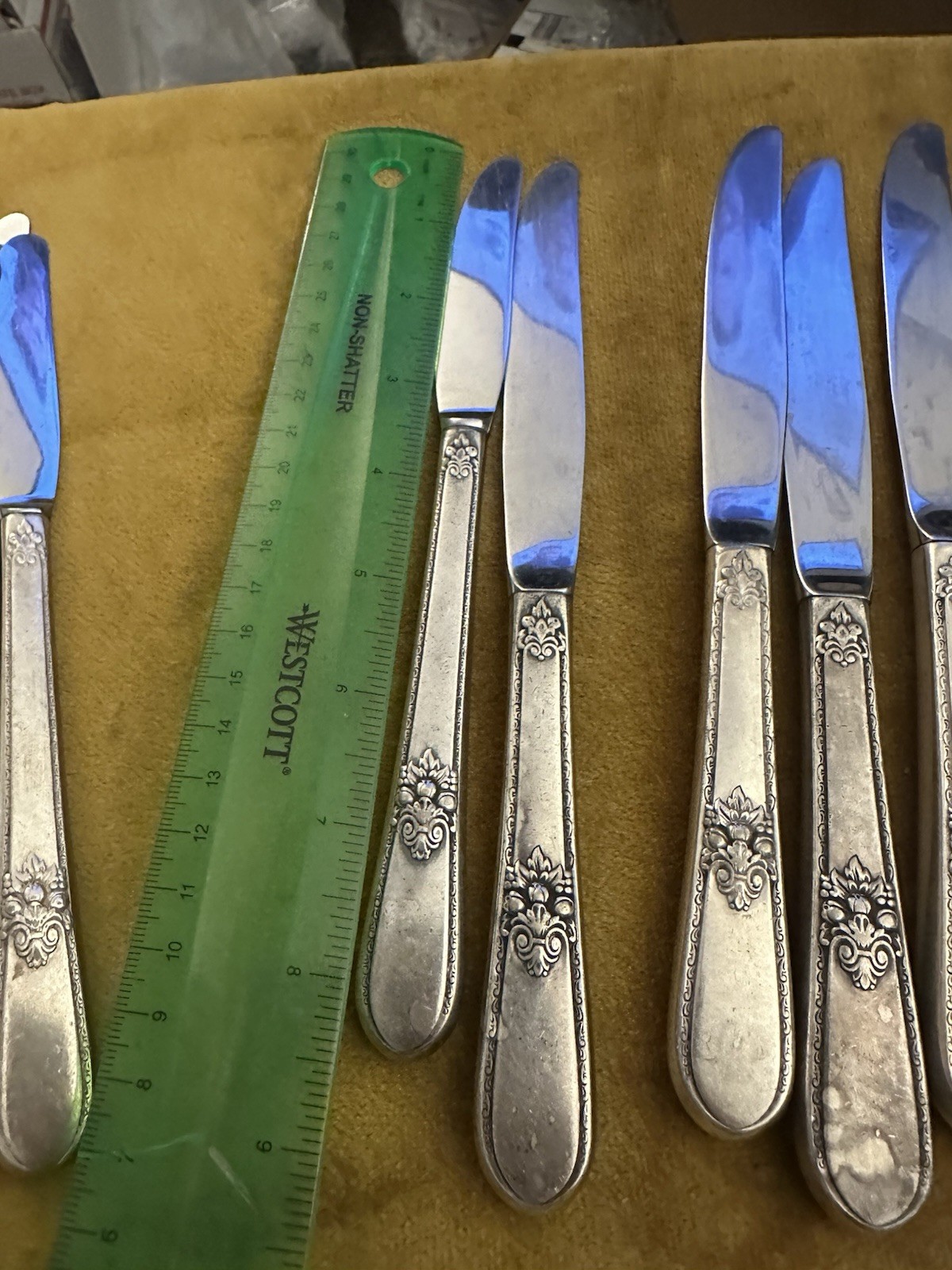 IS ADORATION Set of 8 Grille Knives + 6 Dinner 1847 Rogers Silverplate Flatware