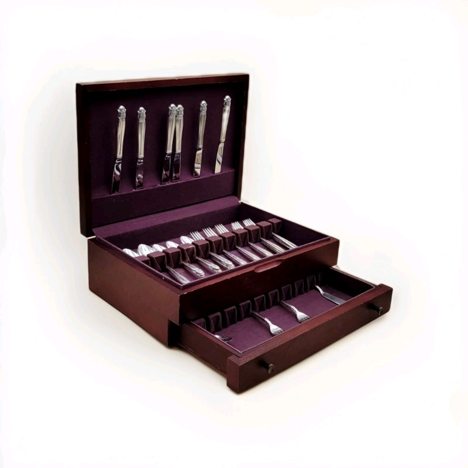 Service for 6 DANISH PRINCESS Silverplate Holmes & Edwards Flatware Set in Case
