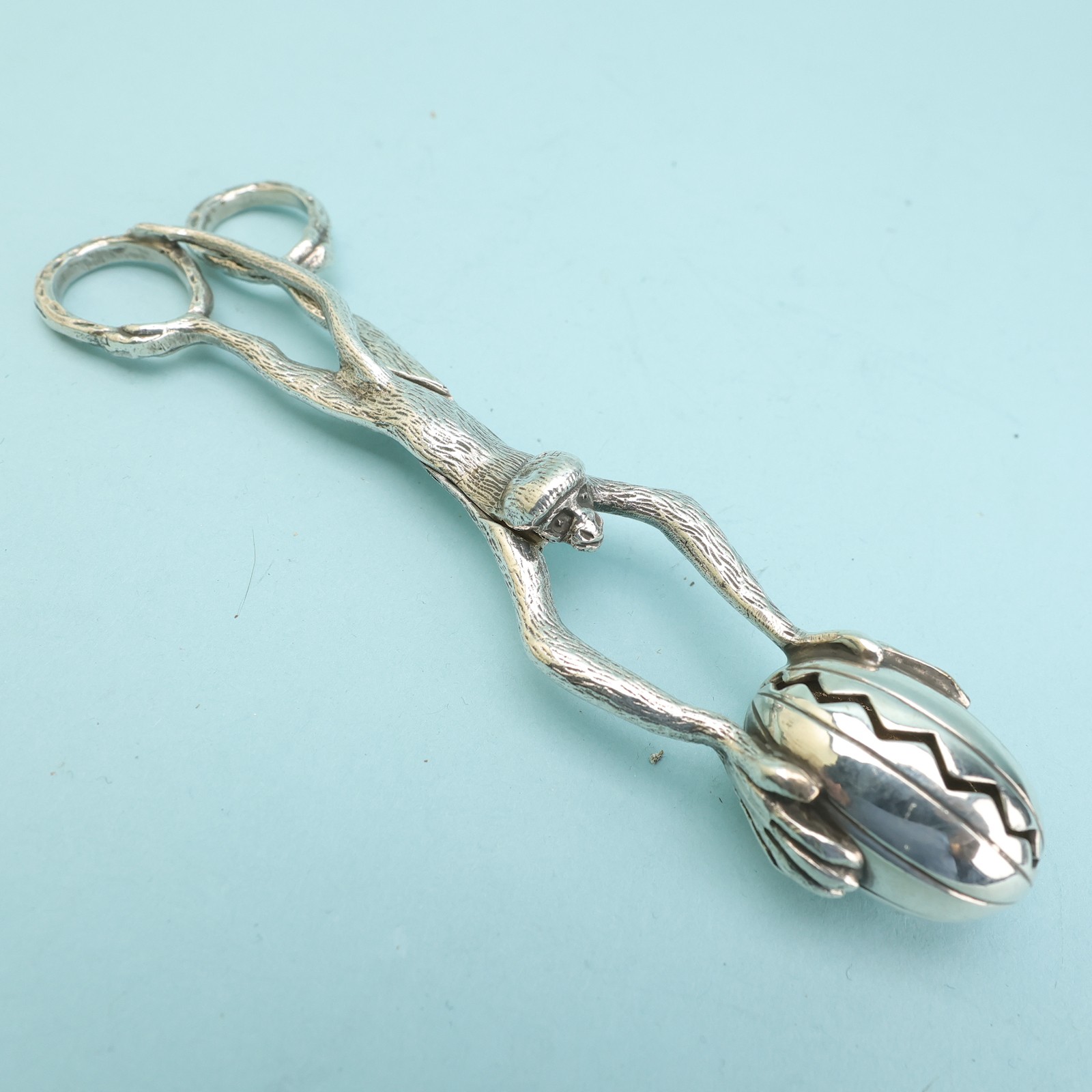 Tiffany & Co Sterling Silver Figural Sugar Tongs Monkey with Watermelon 2.7ozt