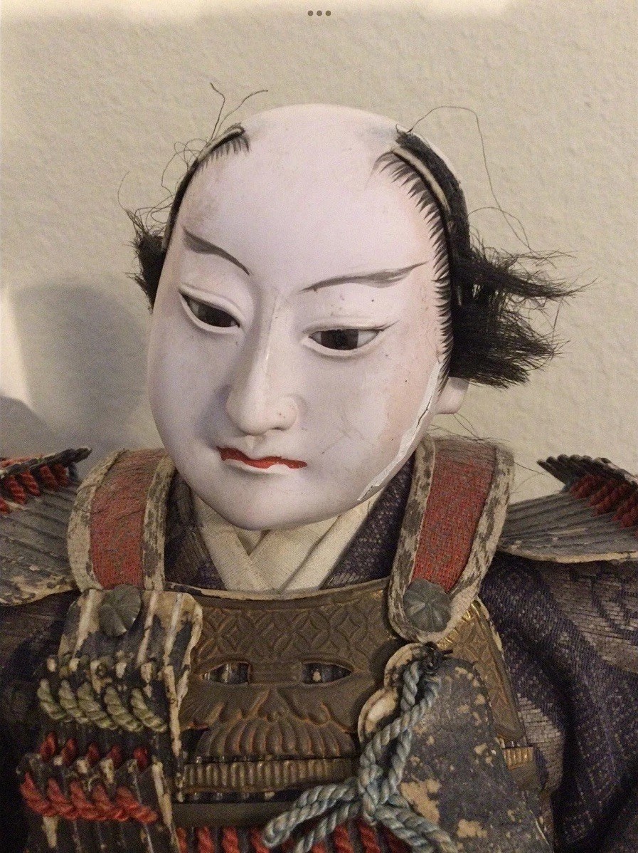 1800s Antique Original Samurai General Doll Yoshitsune Minamoto