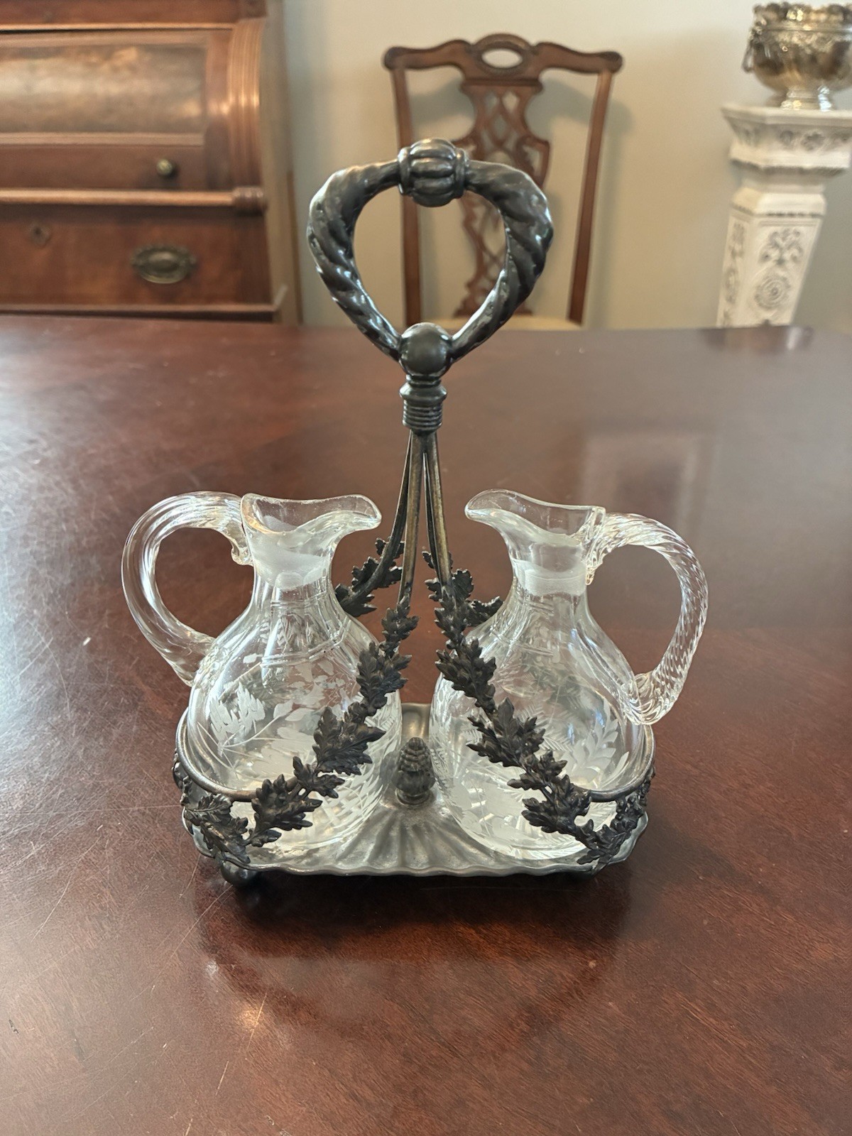 Antique Victorian SIMPSON & Co. Quadruple Plate Oil and Vinegar Cruet Holder