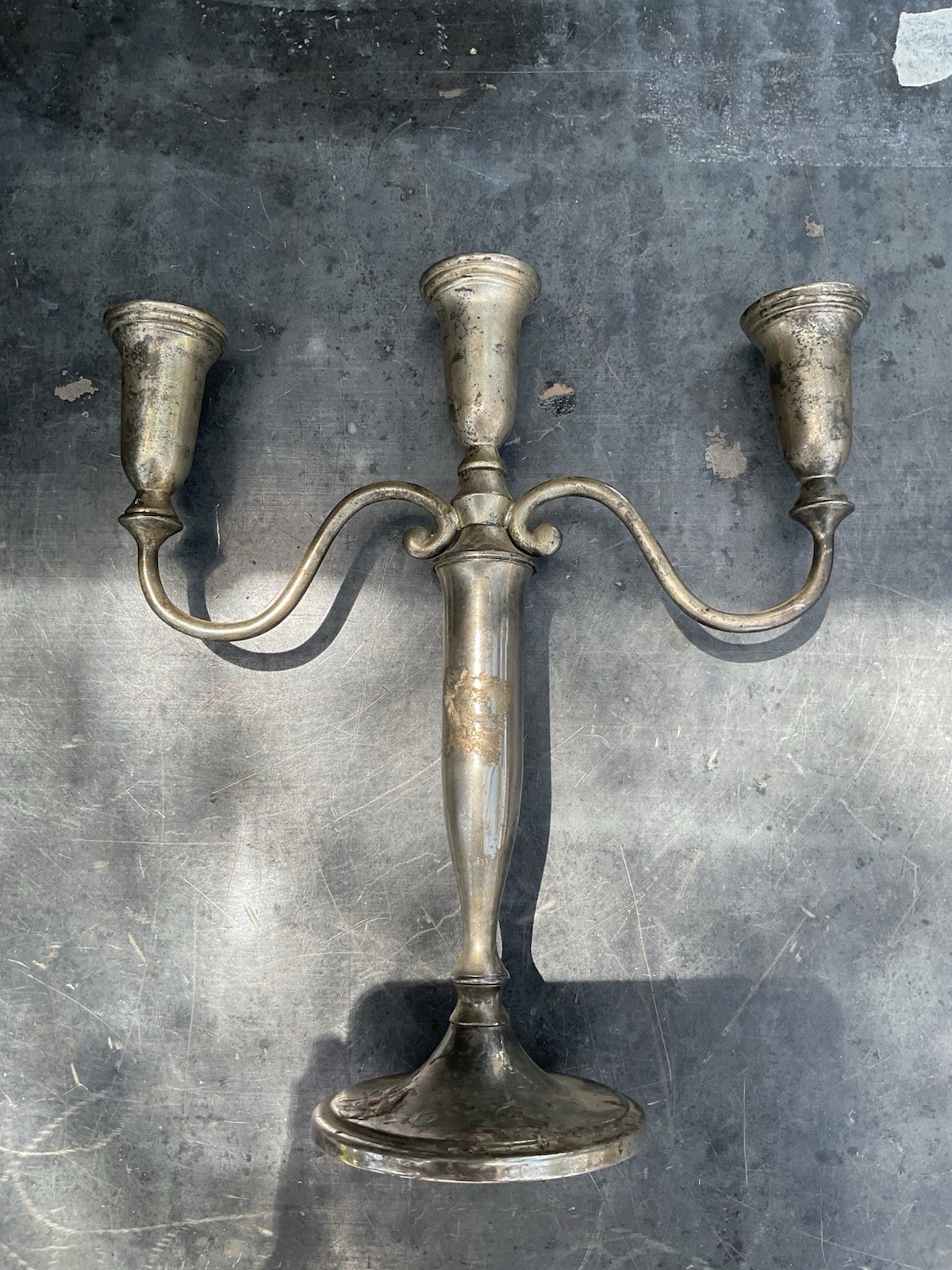 Vintage Godinger Silverplate Candelabra 3 Arm Holders Arms Silver Patina Rustic
