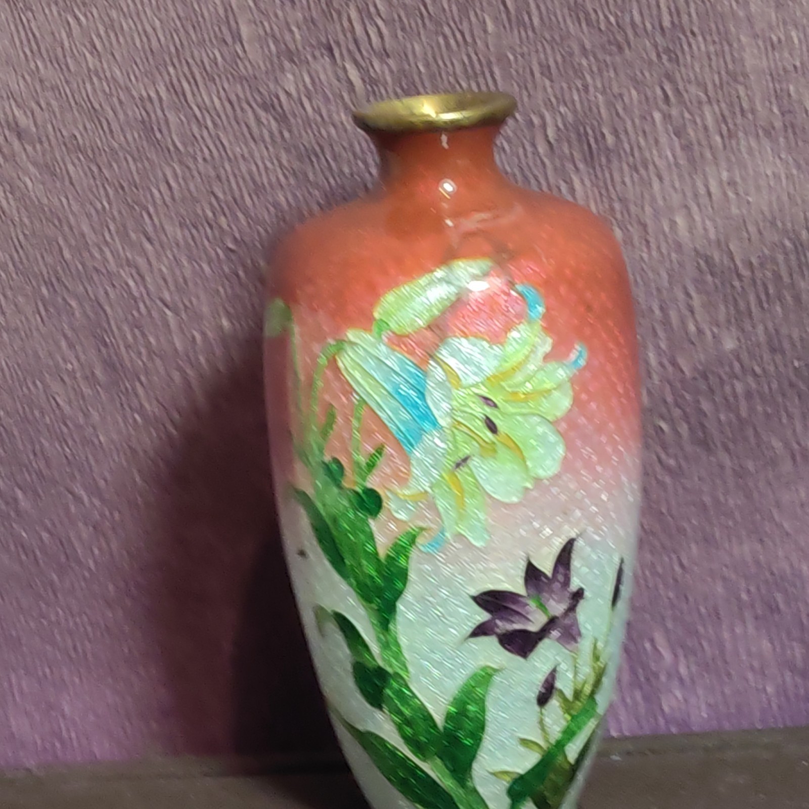 Antique Japanese Ginbari Floral Vase 12cm
