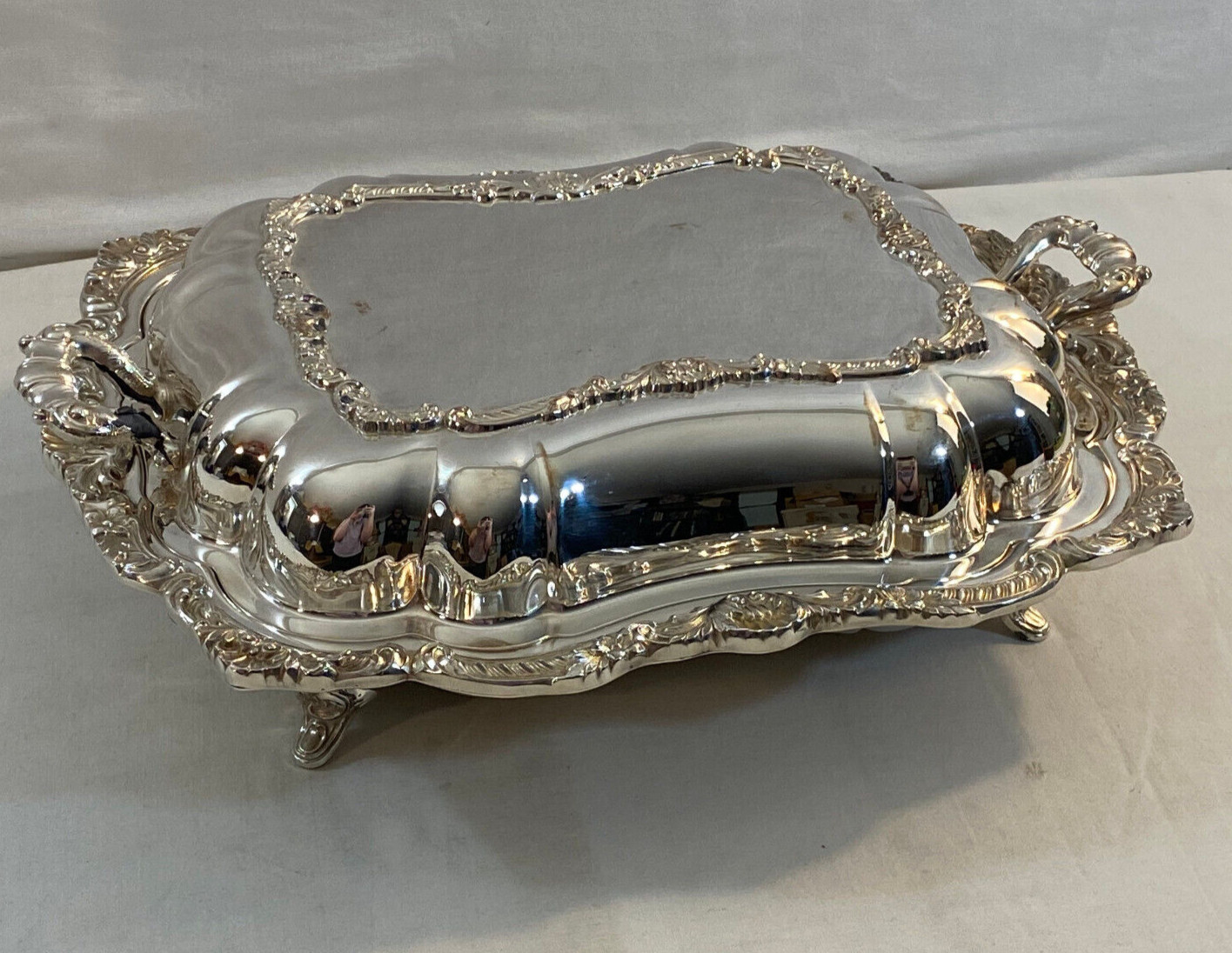 Lancaster Rose Poole Silver Footed 2 Piece Buffet Dish + Lid #402