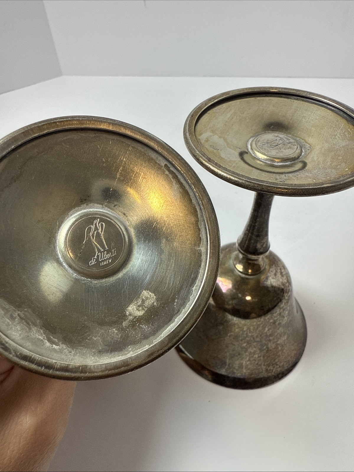 Antique De Uberti Italy Silver Plated Goblets Vintage Stemmed Cups