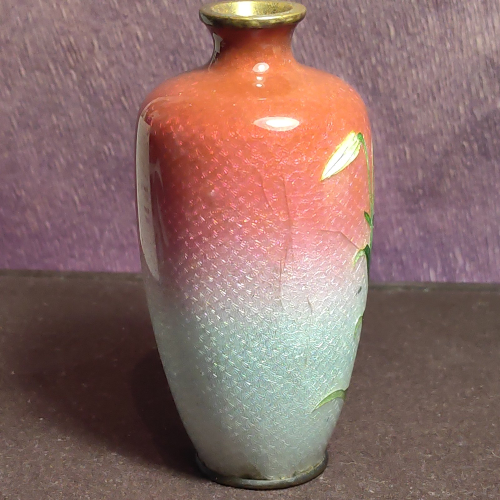 Antique Japanese Ginbari Floral Vase 12cm