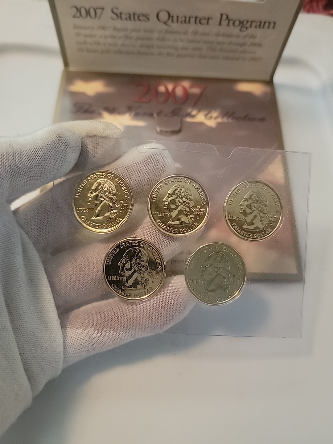 2007 24 KARAT GOLD COLLECTION UNCIRCULATED QUARTERS SET OF FIVE “RARE”