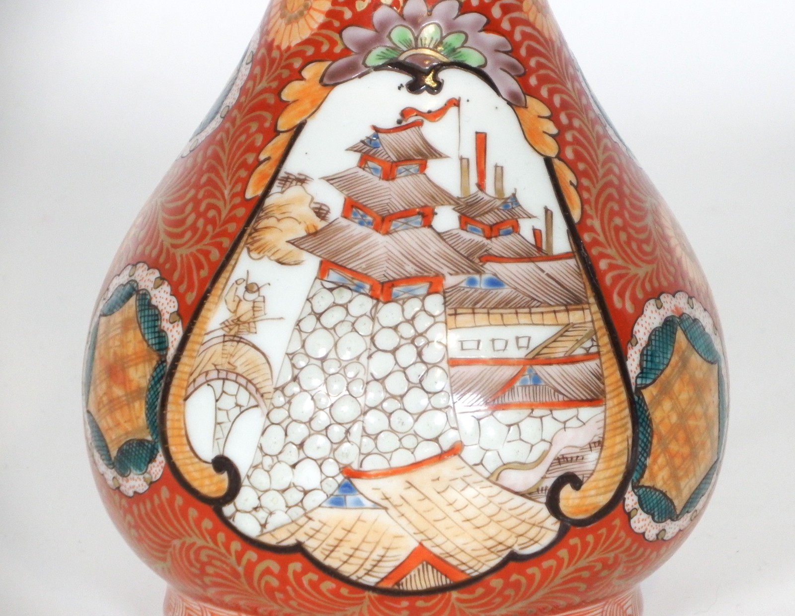 Signed Antique Japanese Hand Painted Porcelain Vase Hichozan Shinpo