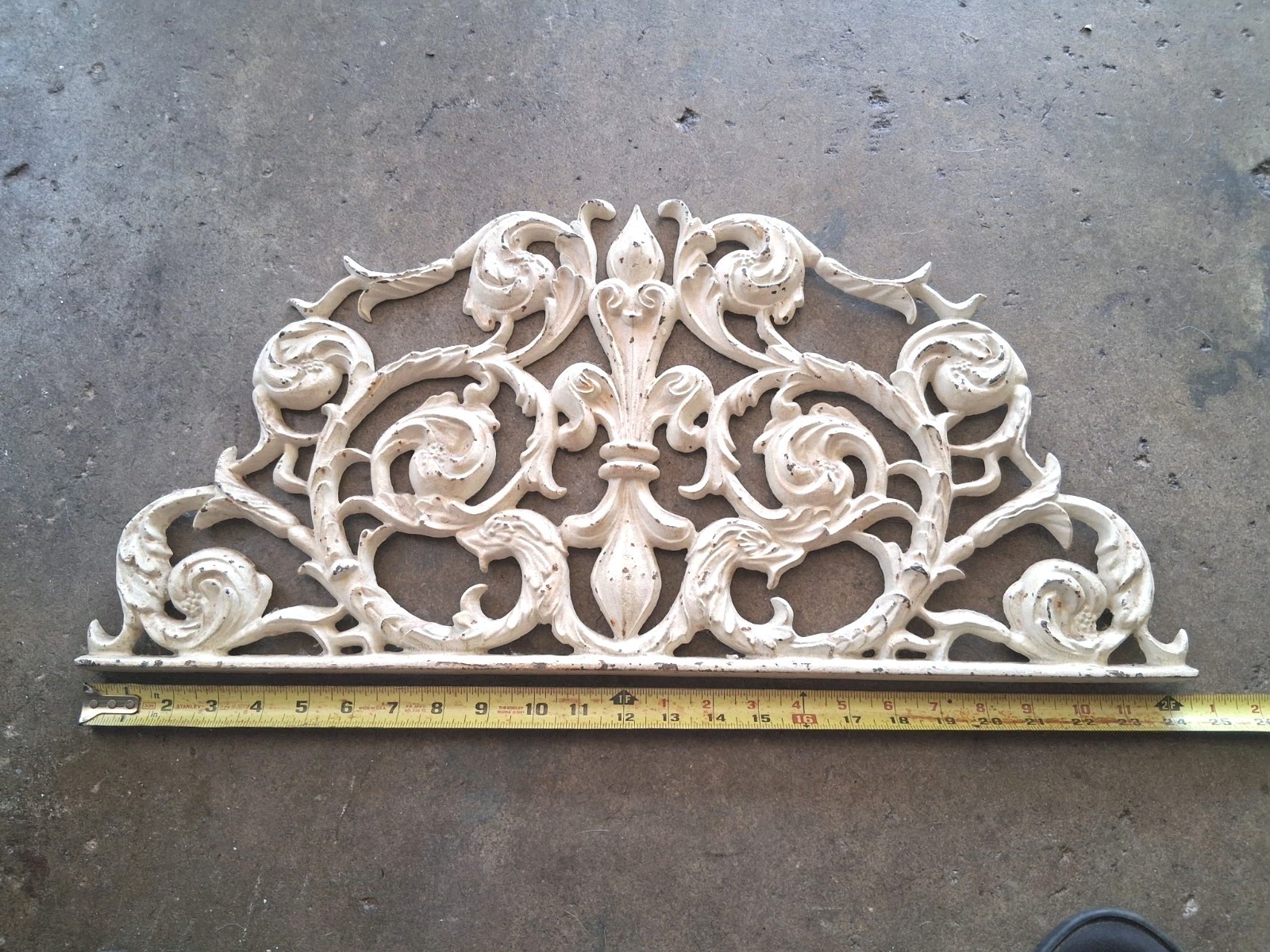Cast Iron French Style Rococo Pediment 1720s Era Curved Sea Creatures Waves