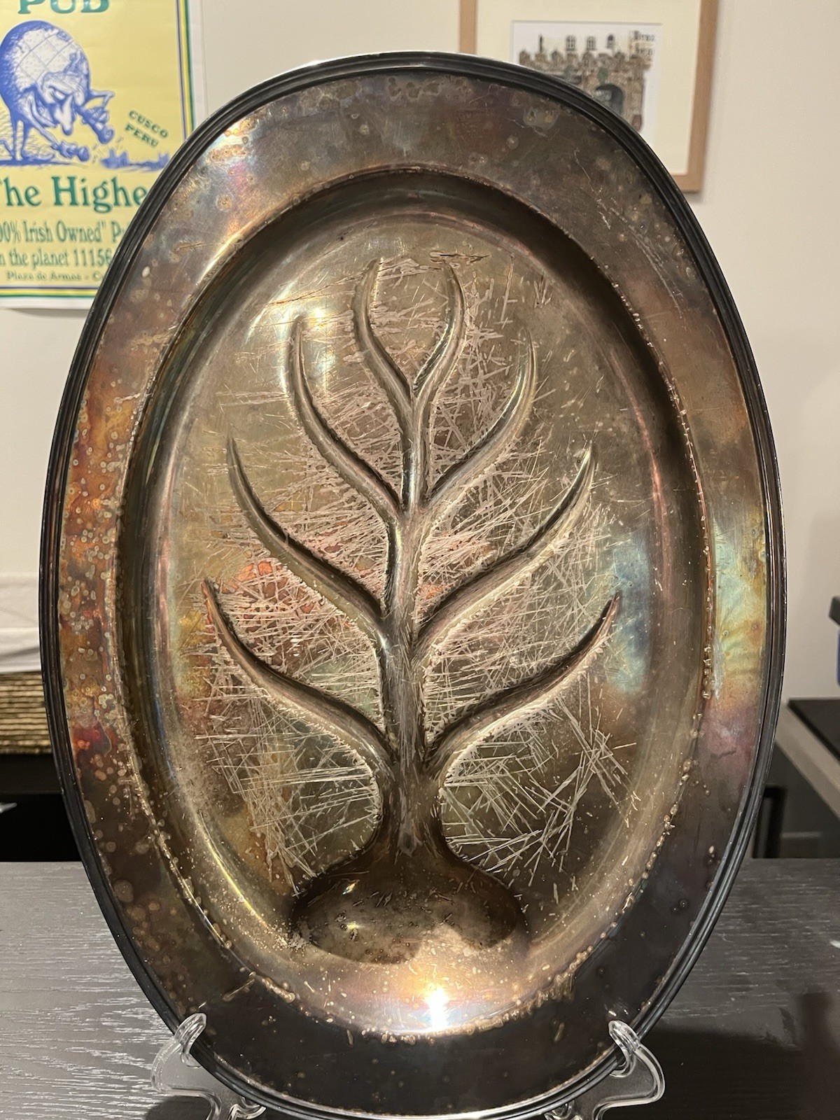 Wallace Sir Christopher Silver Plate Footed Meat Platter Tree Of Life 16”