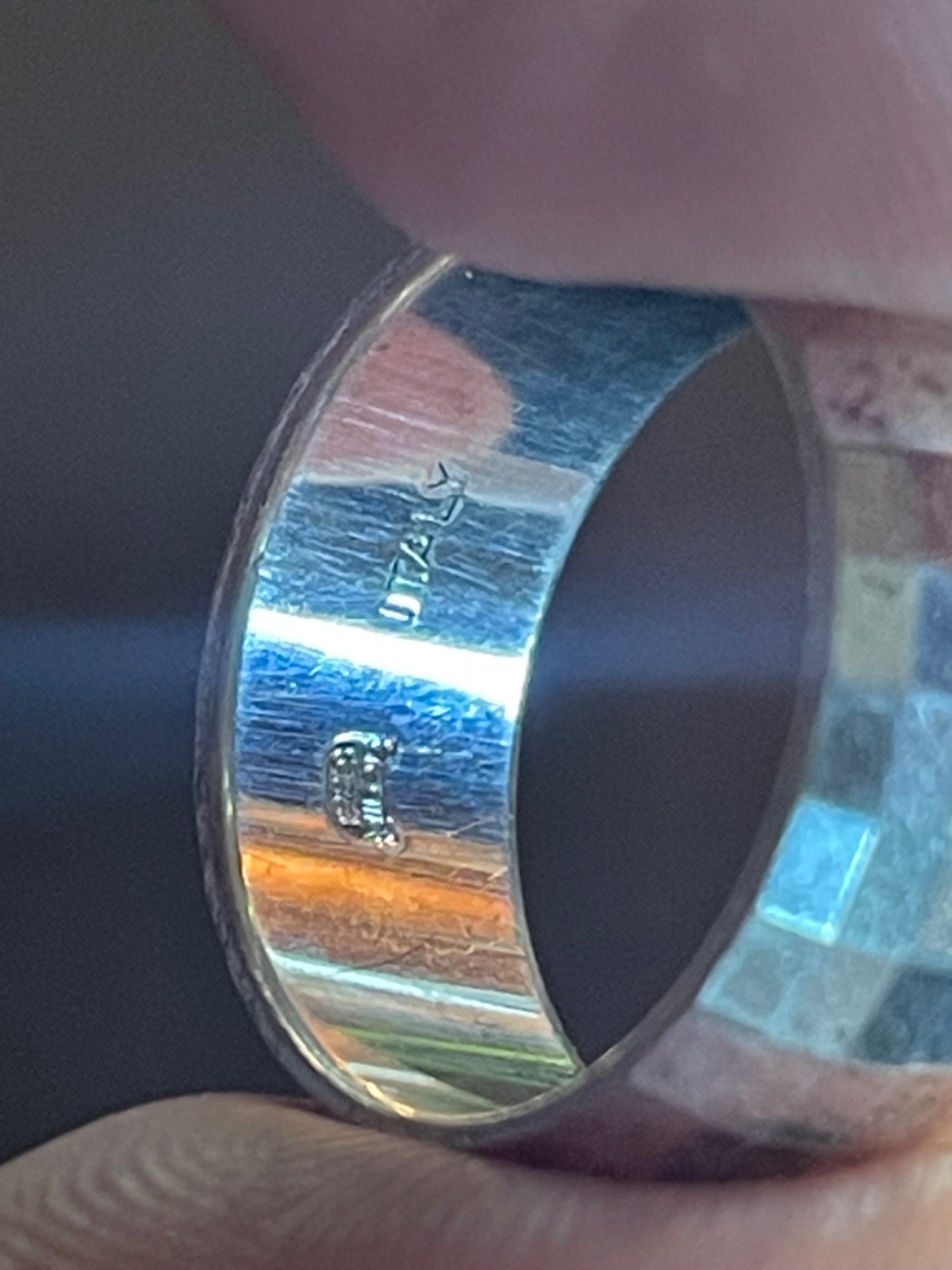 VTG Italy 925 Sterling Silver Disco Ball Faceted Checkerboard Wide Band Ring