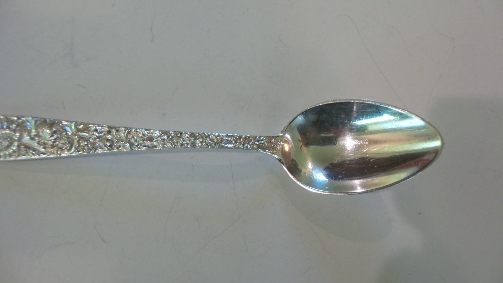 S. KIRK & SON “REPOUSSE” STERLING SILVER TEASPOON, 30 grams, NO MONOGRAM