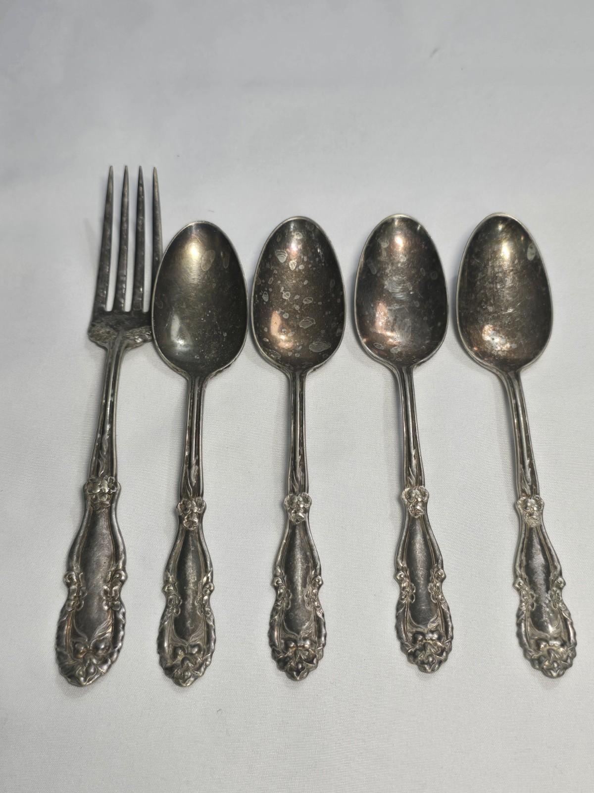 Set Of 5 Silver Plate Oneida Keystone Replacement Flatware Spoons Fork Antique