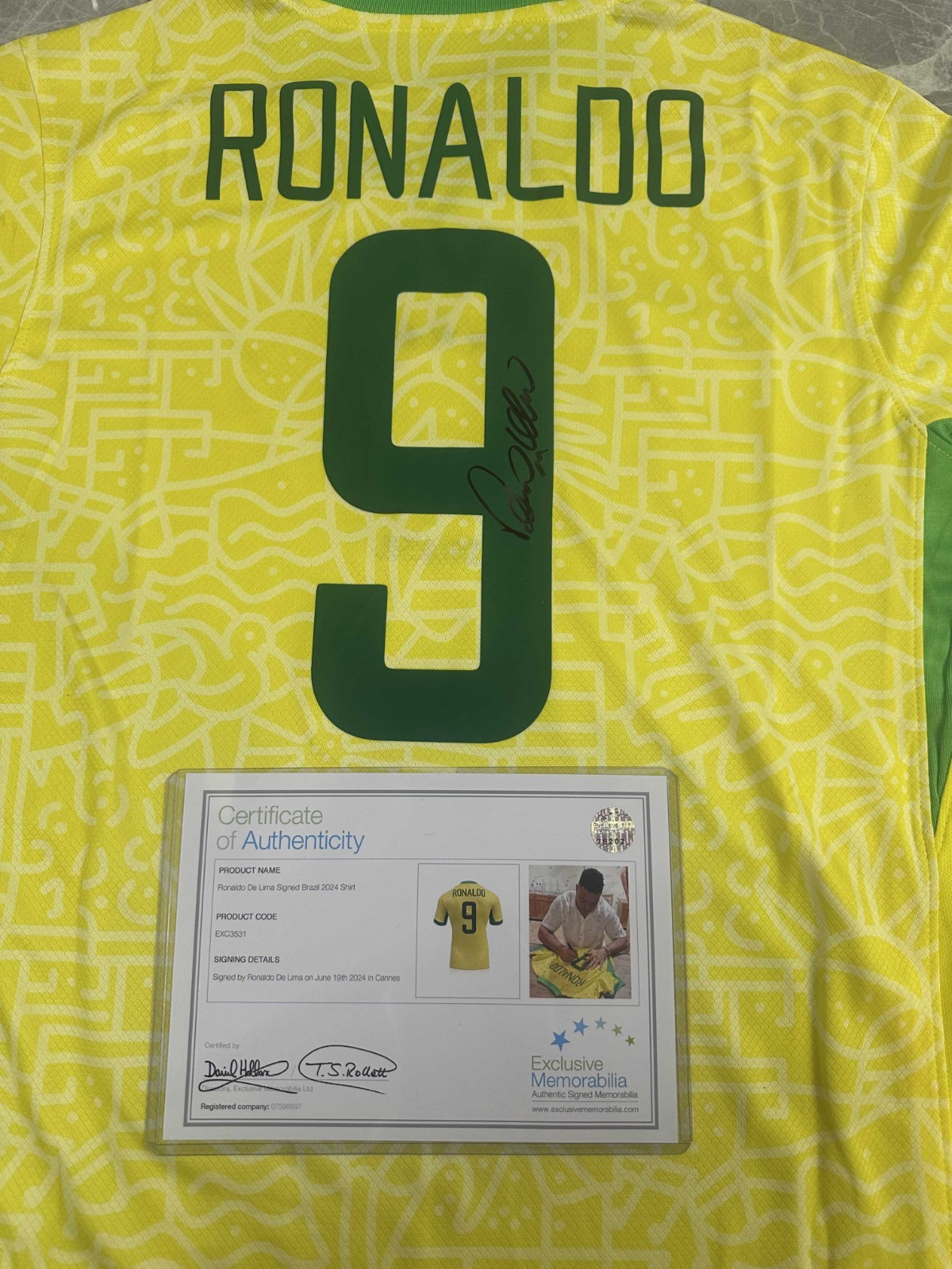 Ronaldo Nazario Autographed Brazil #9 2024 Home Jersey