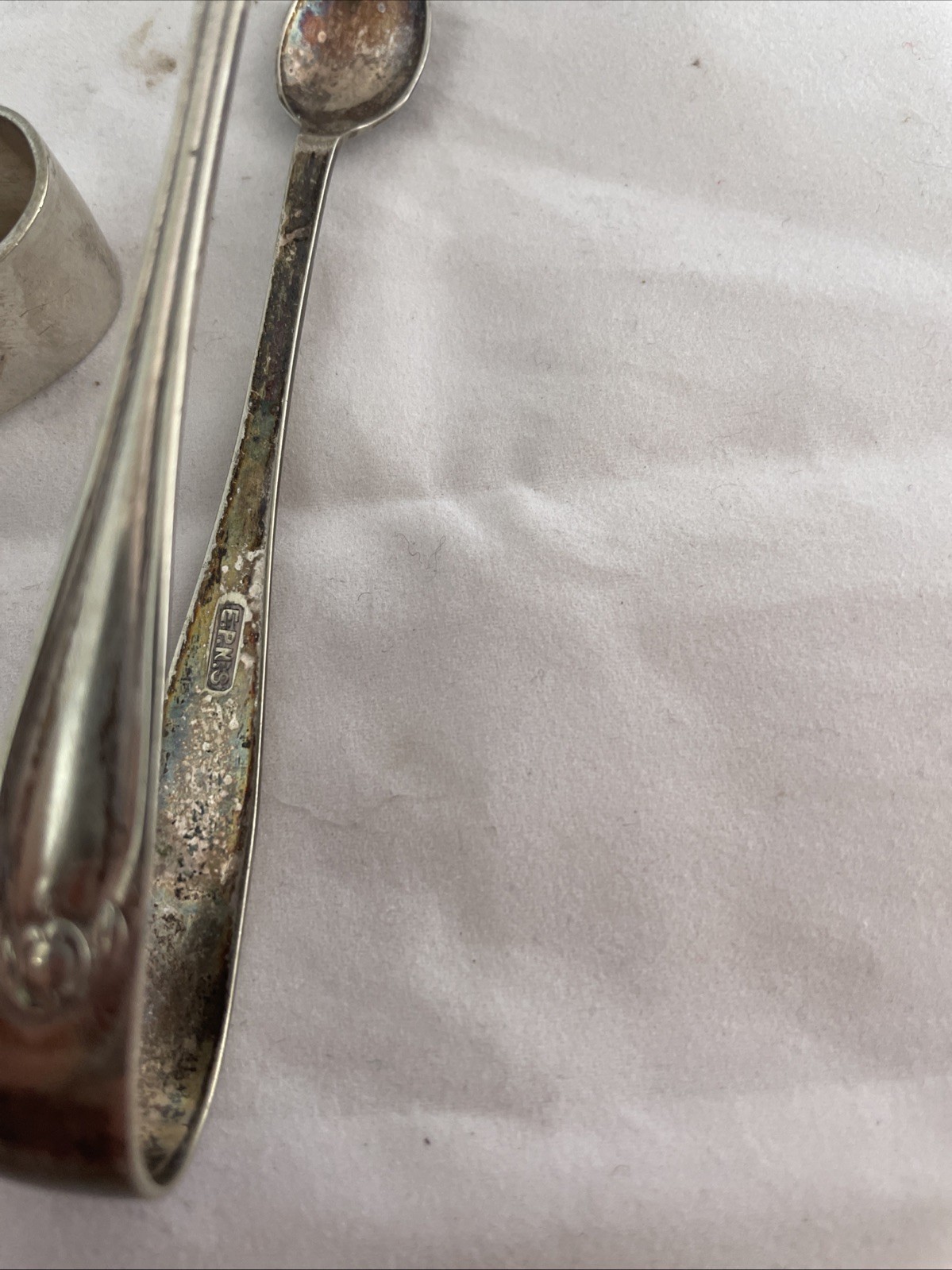silver plated sugar tongs X 2. Art Deco.