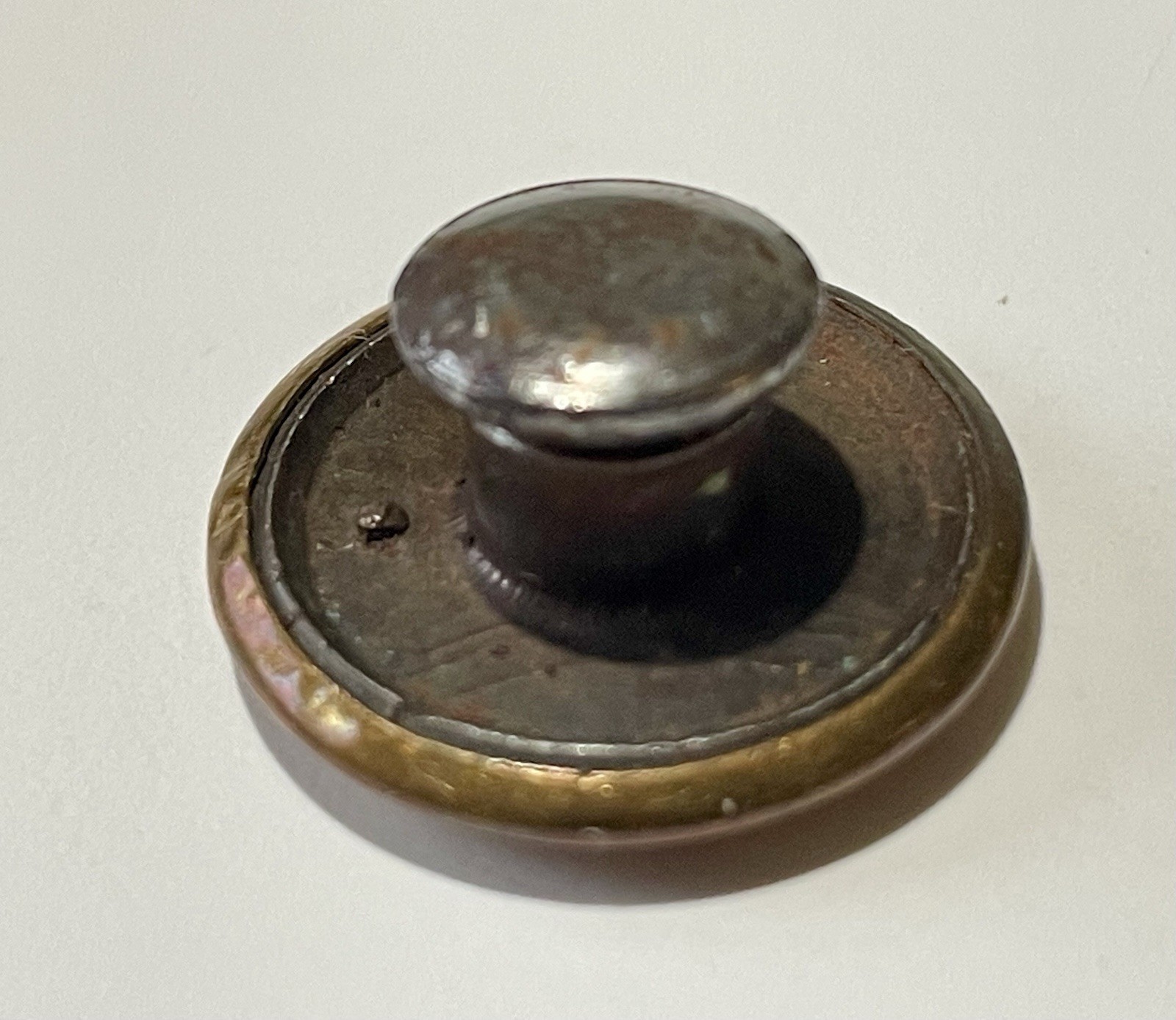 Vtg Carhartt Trolley Heart Button 3/4” Brass Union Made Wobble Shank Antique