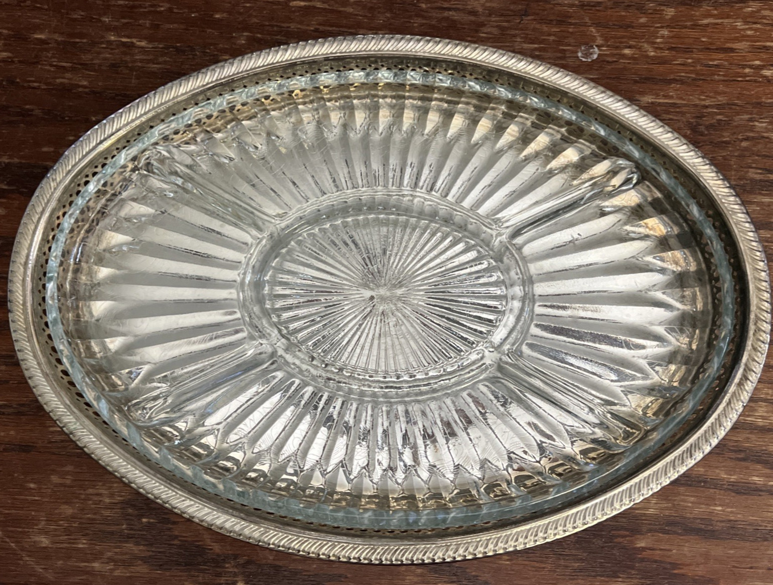 Silver Plated 5 Section Relish Tray with Crystal Glass Insert Style 5001R GSA