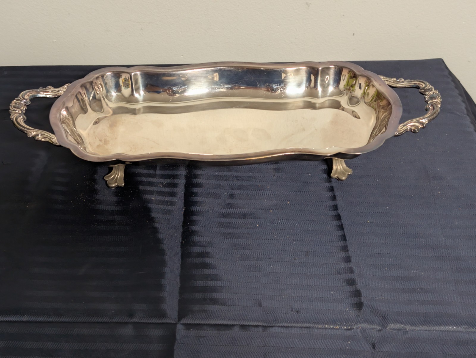 VTG F.B. Rogers Silver Co. Silver-Plated Serving Tray w / Handles & Footed Base