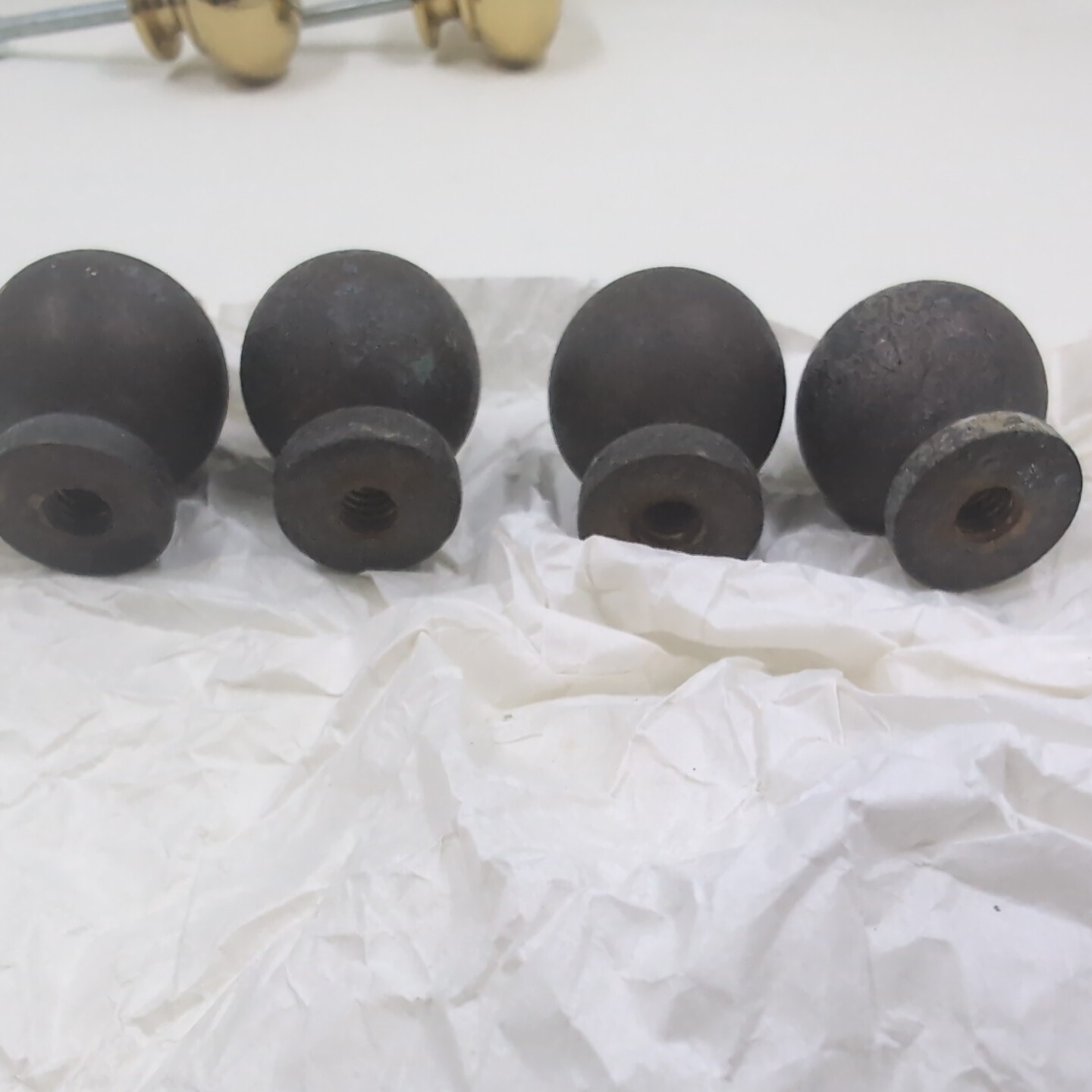 Vintage Brass Drawer Pulls Bronze MCM Lot Of 9 Antique Great Condition Made USA