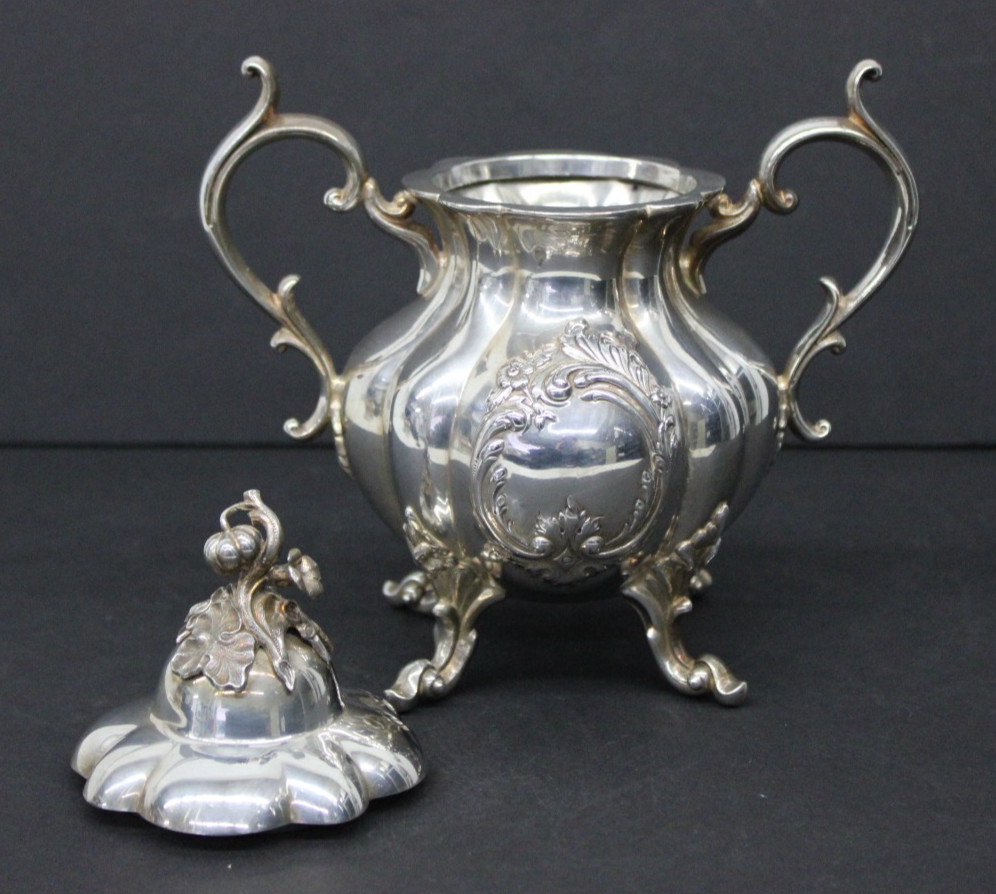 Vtg Reed & Barton Winthrop Shield Silverplate Footed Sugar Bowl Pumpkin 1795E