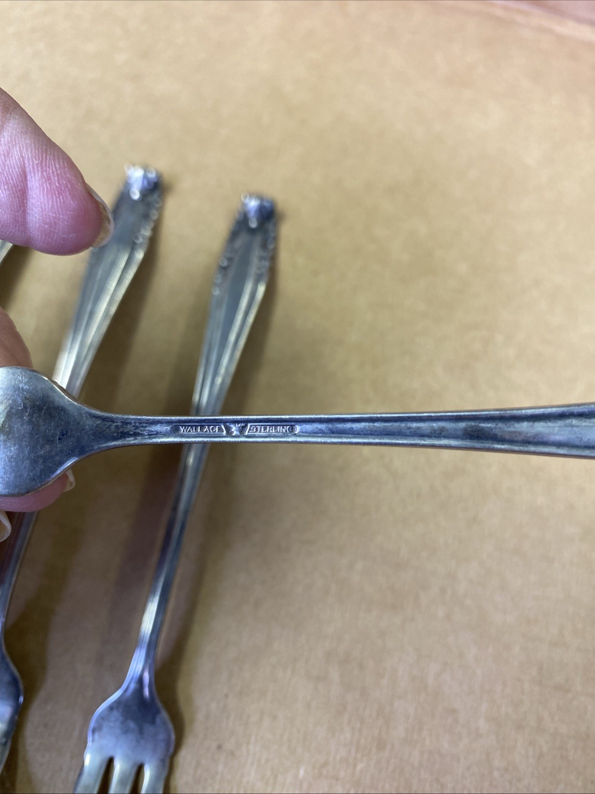 Stradivari by Wallace Sterling Silver Cocktail Fork Set 6 Pc 5 1/2″