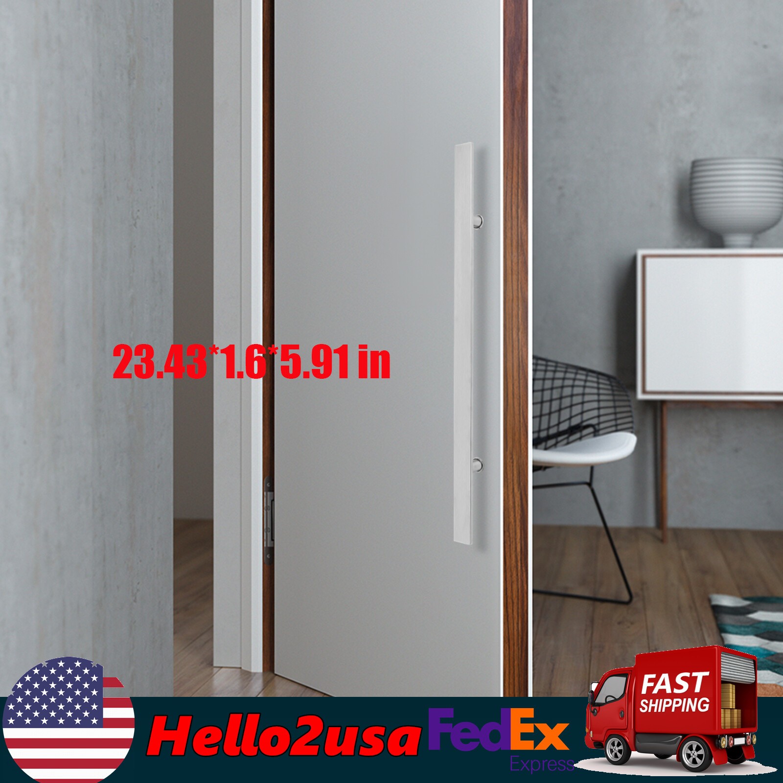 Sliding door handle stainless steel – brushed silver