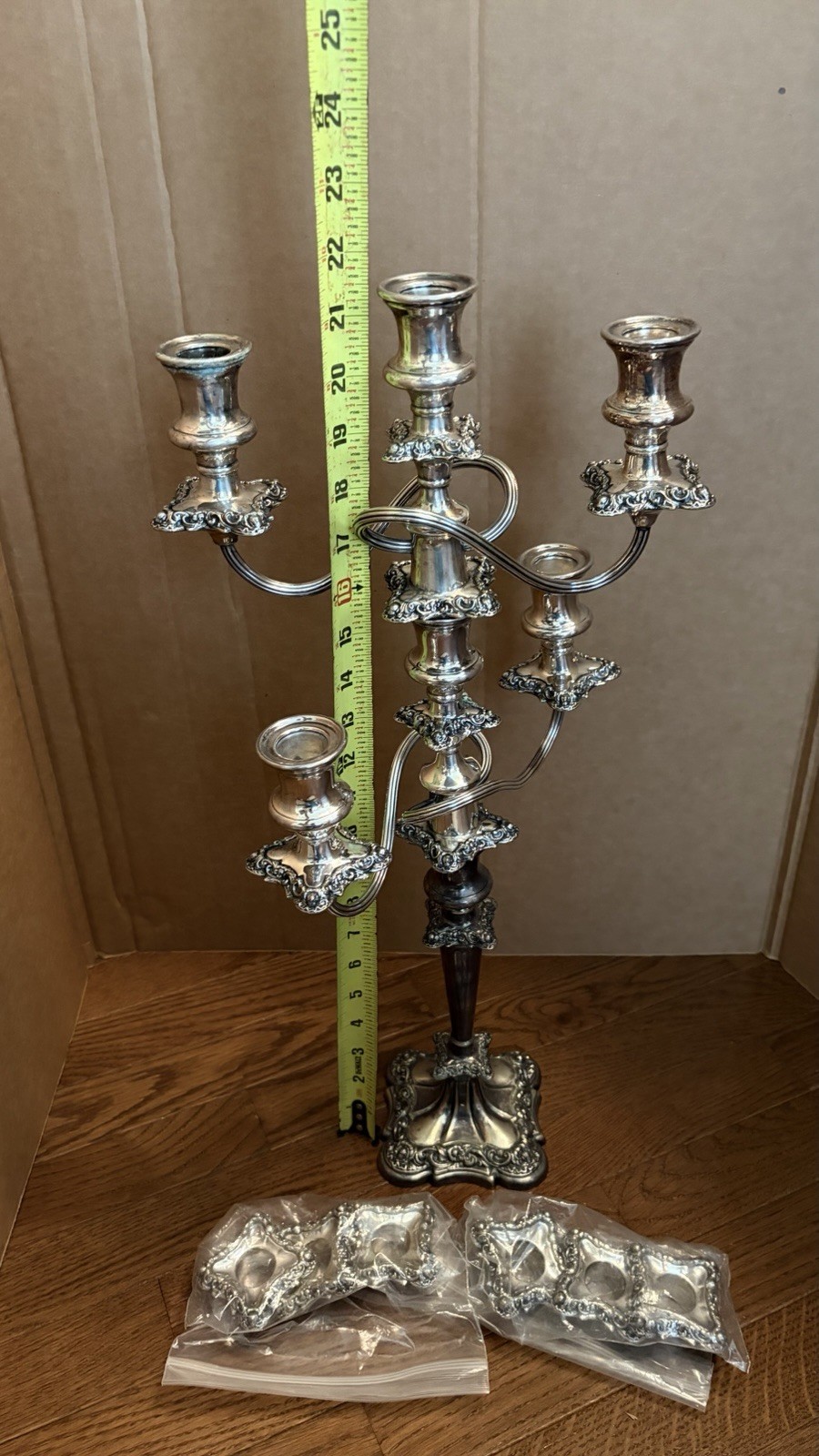 wow Antique Gorham Silver Plate Candlestick Candelabra Convertible Pattern 20702