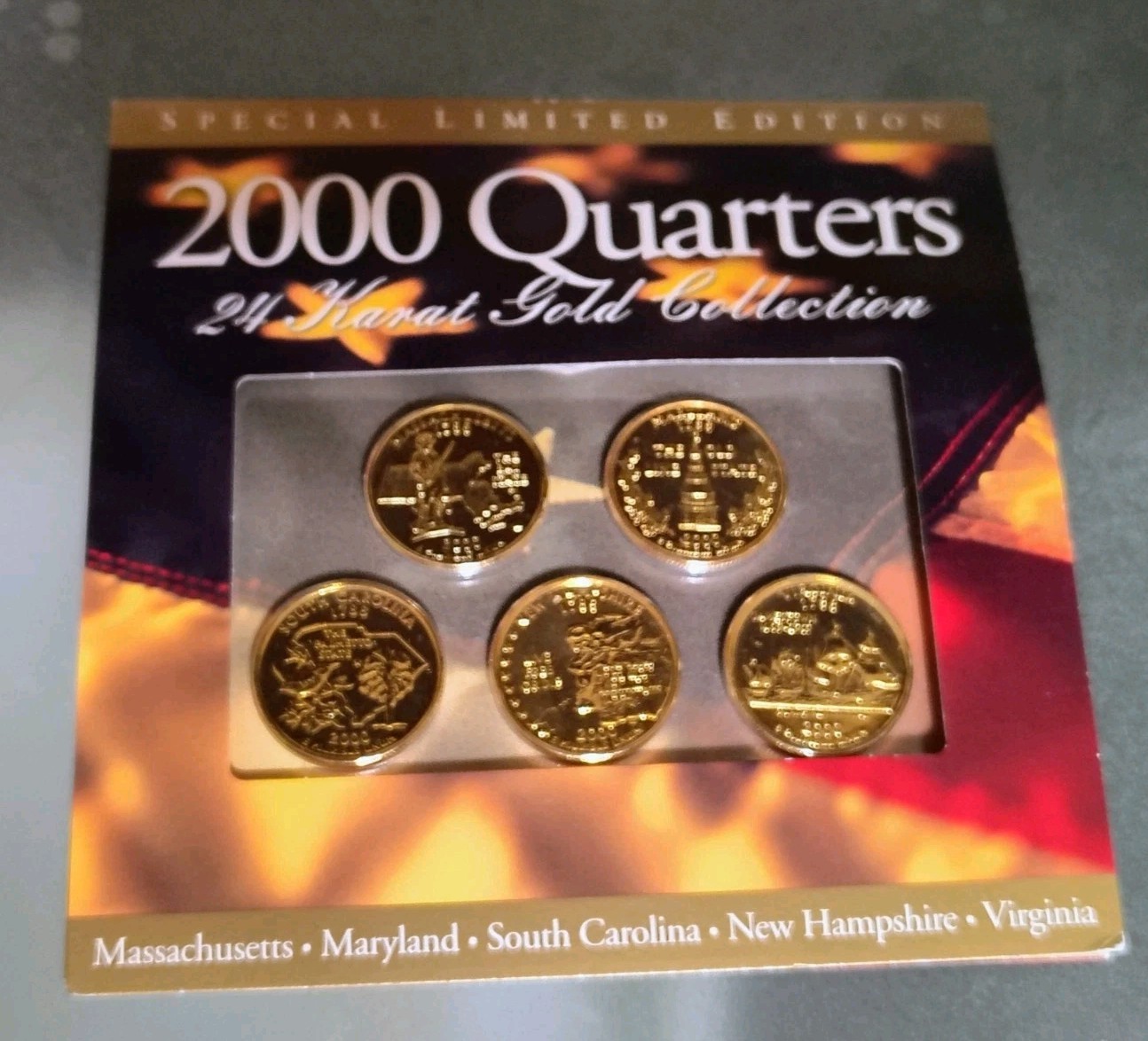 2000 24 KARAT GOLD COLLECTION UNCIRCULATED QUARTERS SetOf5+ HISTORY~SPECIAL LTED